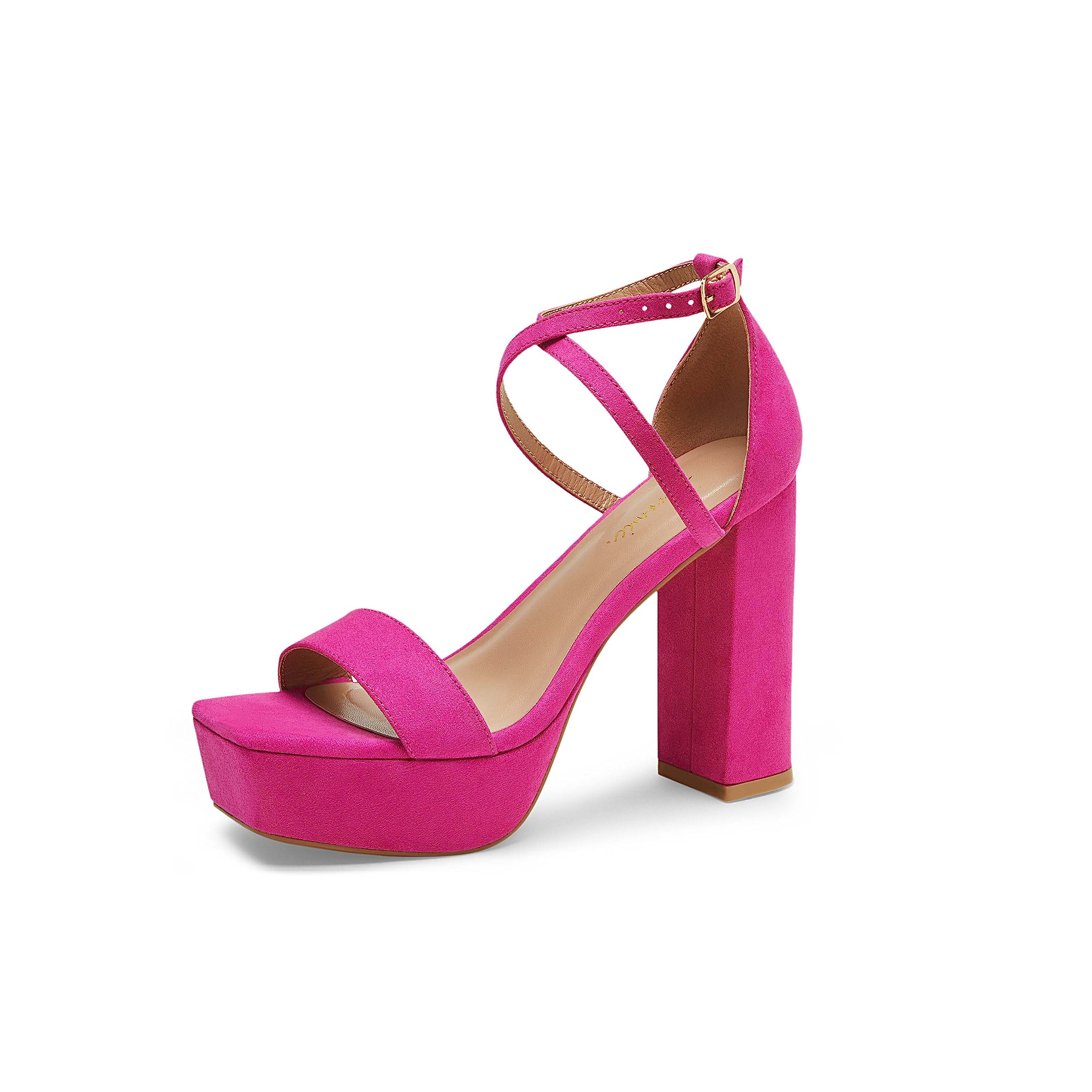 Arromic Women's Chunky Heel Sandals - 4.5 Inch Platform Open Toe Strappy Pumps in Pink, Gold, White, Black & Nude | Y2K Fashion Party Wedding Dress Shoes for Women | Perfect for Night Out, Club, Date & Special Occasions