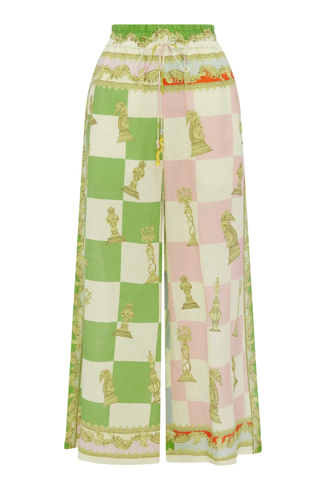 Checkmate Linen Pants for Women - Breathable Summer Casual Trousers - Perfect for Beach, Travel & Lounge Wear