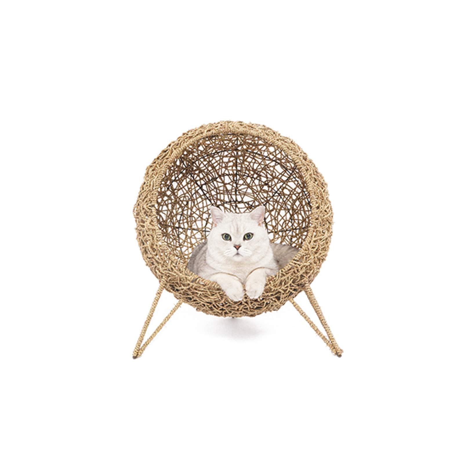 Rattan Pet Hammock - Cozy Cat Bed Basket & Swinging House Nest for Small Pets (Size B) - Perfect for Indoor Cats, Lounging & Relaxation