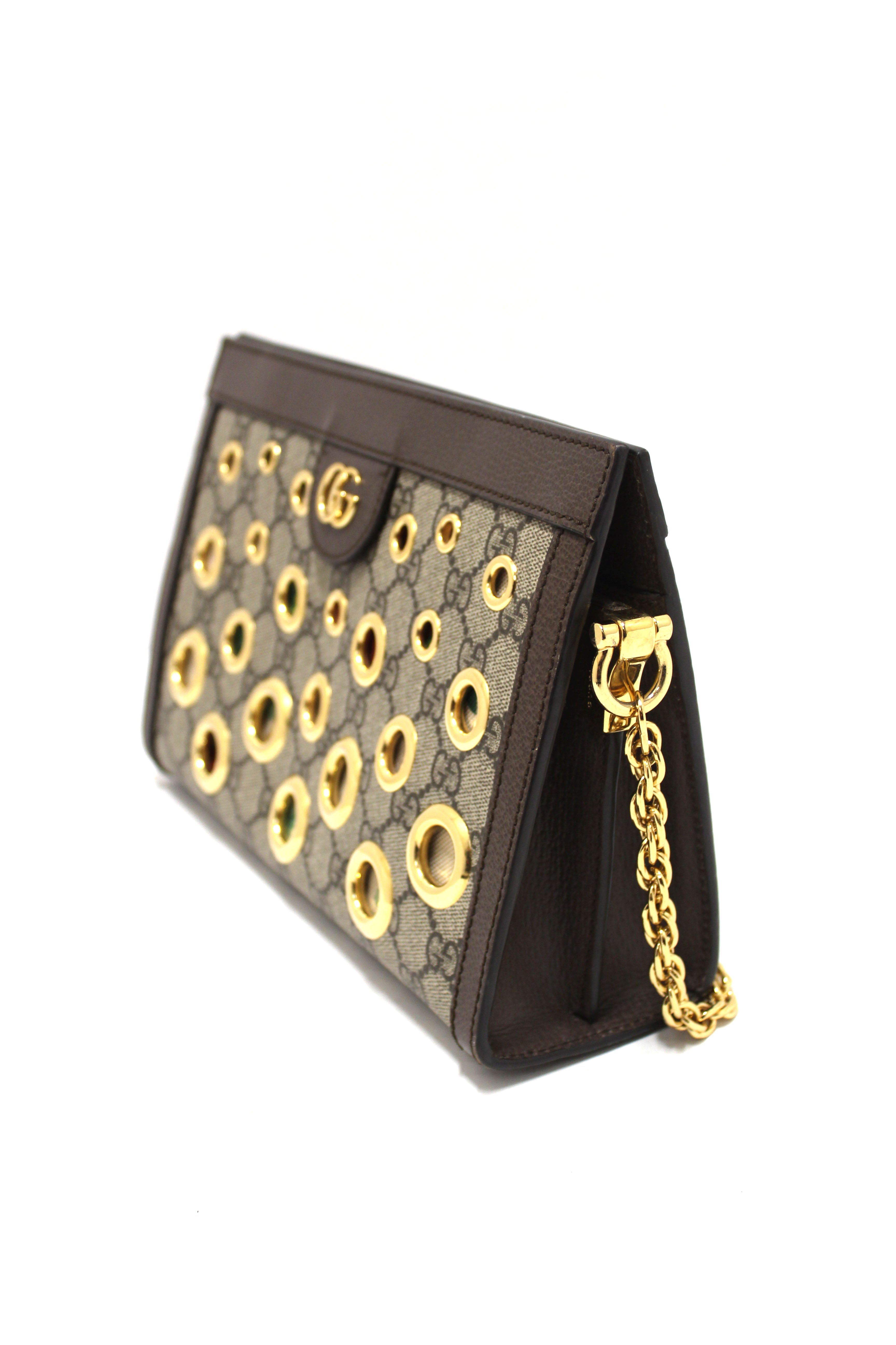 Authentic Gucci GG Supreme Ophidia Small Chain Shoulder Bag with Eyelet Detail | Luxury Crossbody Purse for Women | Perfect for Date Night, Office & Travel
