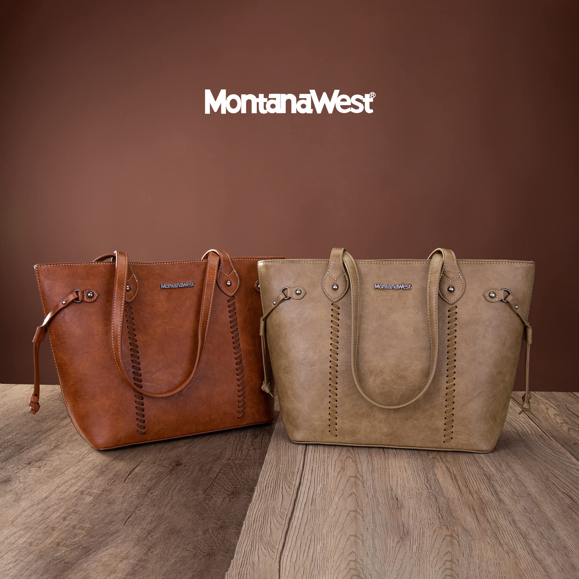 Montana West Large Tote Bags for Women - Stylish Woven Leather Purse with Secure Zipper Closure | Perfect for Work, Travel & Everyday Use
