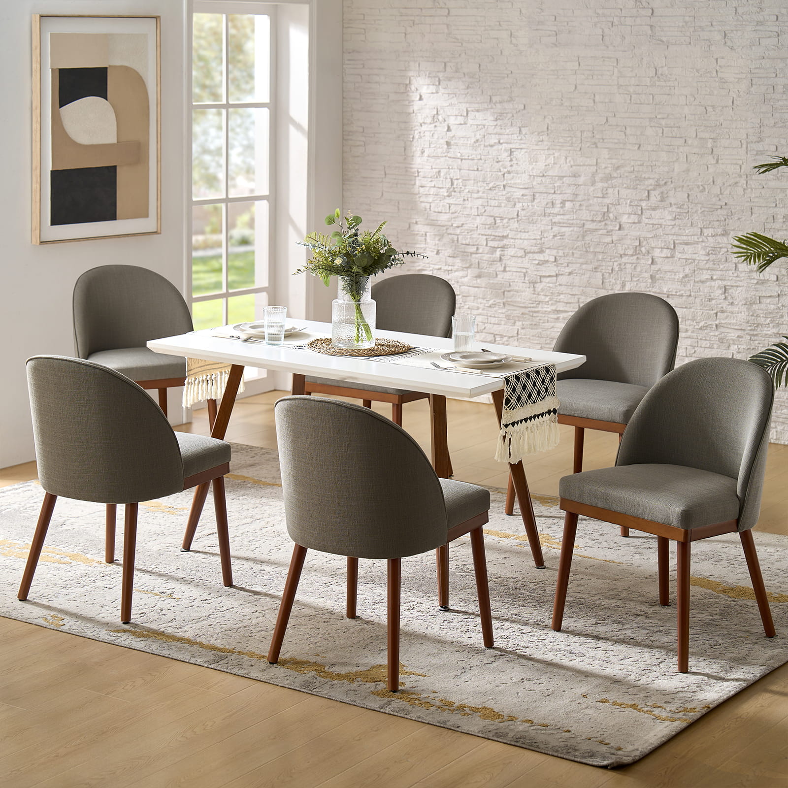 Serta Upholstered Dining Chairs with Solid Wood Legs - Comfortable Modern Kitchen & Dining Room Seating (Set of 2/4/6) for Home, Restaurant, or Office Use