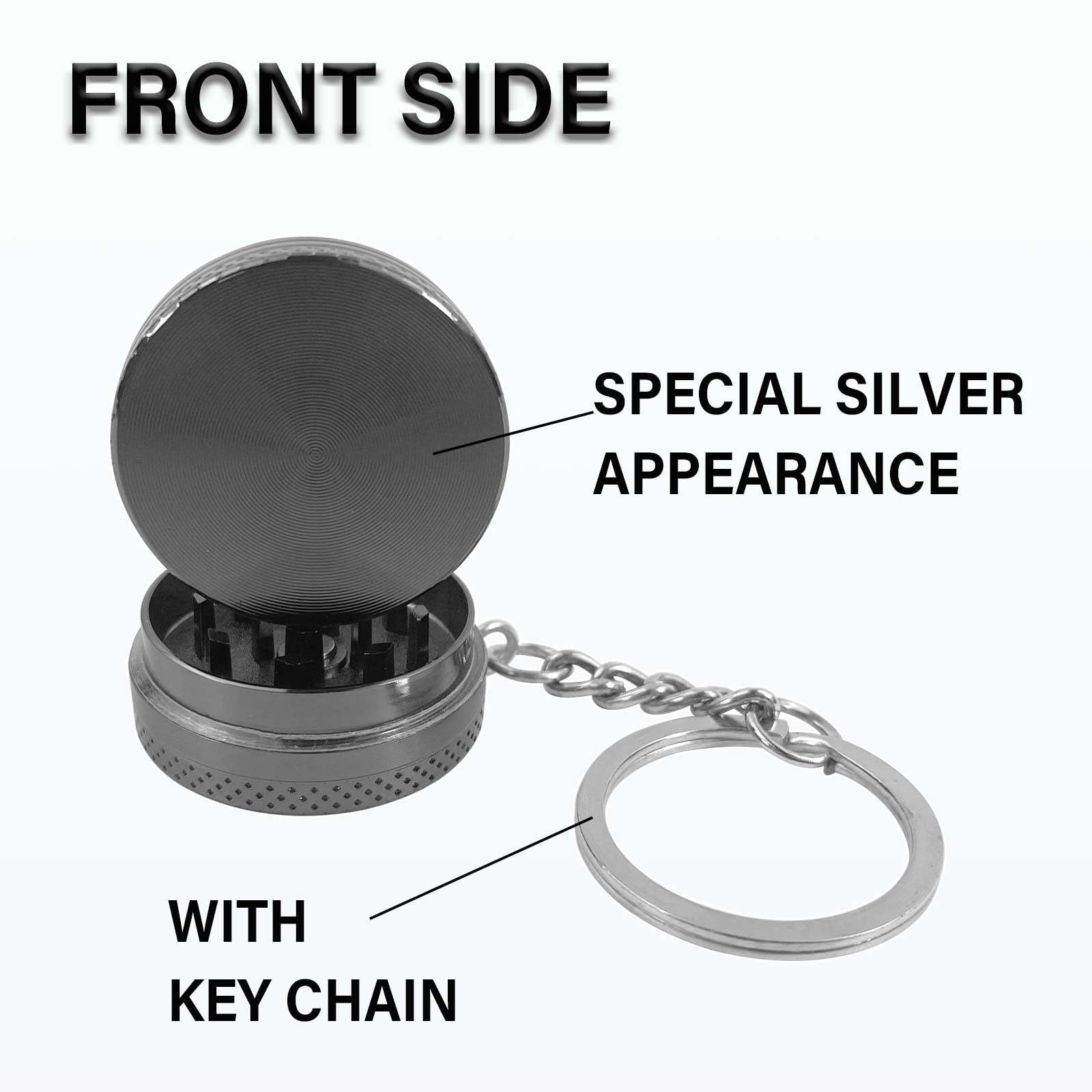 Mini Metal Spice Grinder - 1.18 Inch Portable Herb Crusher with 25mm Keychain Rings (2 Pack) - Cute Unisex Keychain Accessory for Kitchen, Camping & Travel Essentials