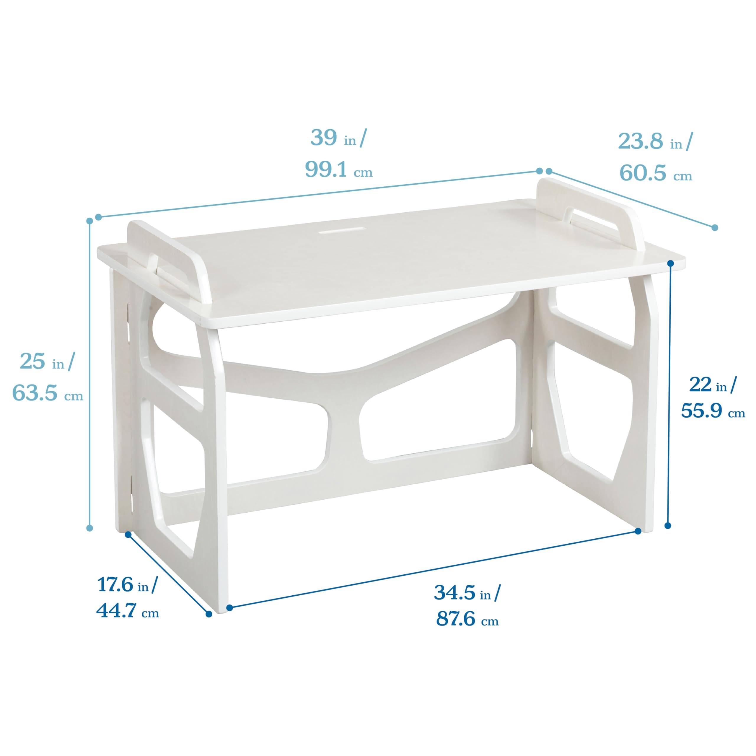 ECR4Kids StudyStation Desk - Adjustable Kids Furniture for Home & Classroom, White Wash Finish - Perfect for Homework, Reading & Learning Activities