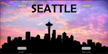 Seattle Skyline Novelty Metal License Plate - LP-8721 | Custom Car Accessories for Washington State Pride & Road Trip Souvenirs