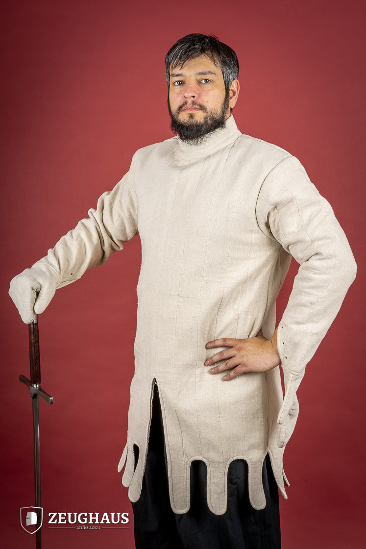 Medieval Light Gambeson with Mittens - Natural Linen Armor for LARP, Cosplay & Historical Reenactment
