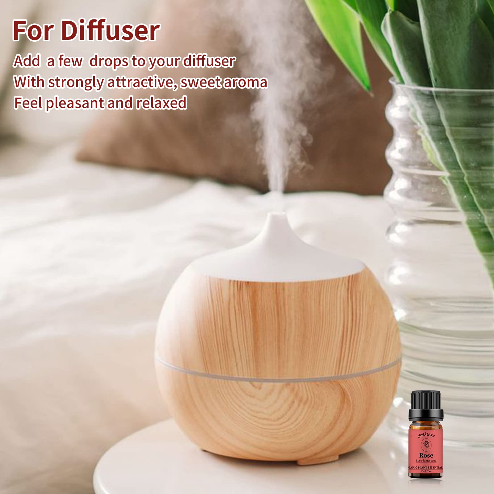 100% Pure Yethious Rose Essential Oil - 10ML Natural Aromatherapy Oil for Diffusers, DIY Candles, Soap Making & Skin Care | Relaxing Scent for Spa, Yoga & Home Fragrance