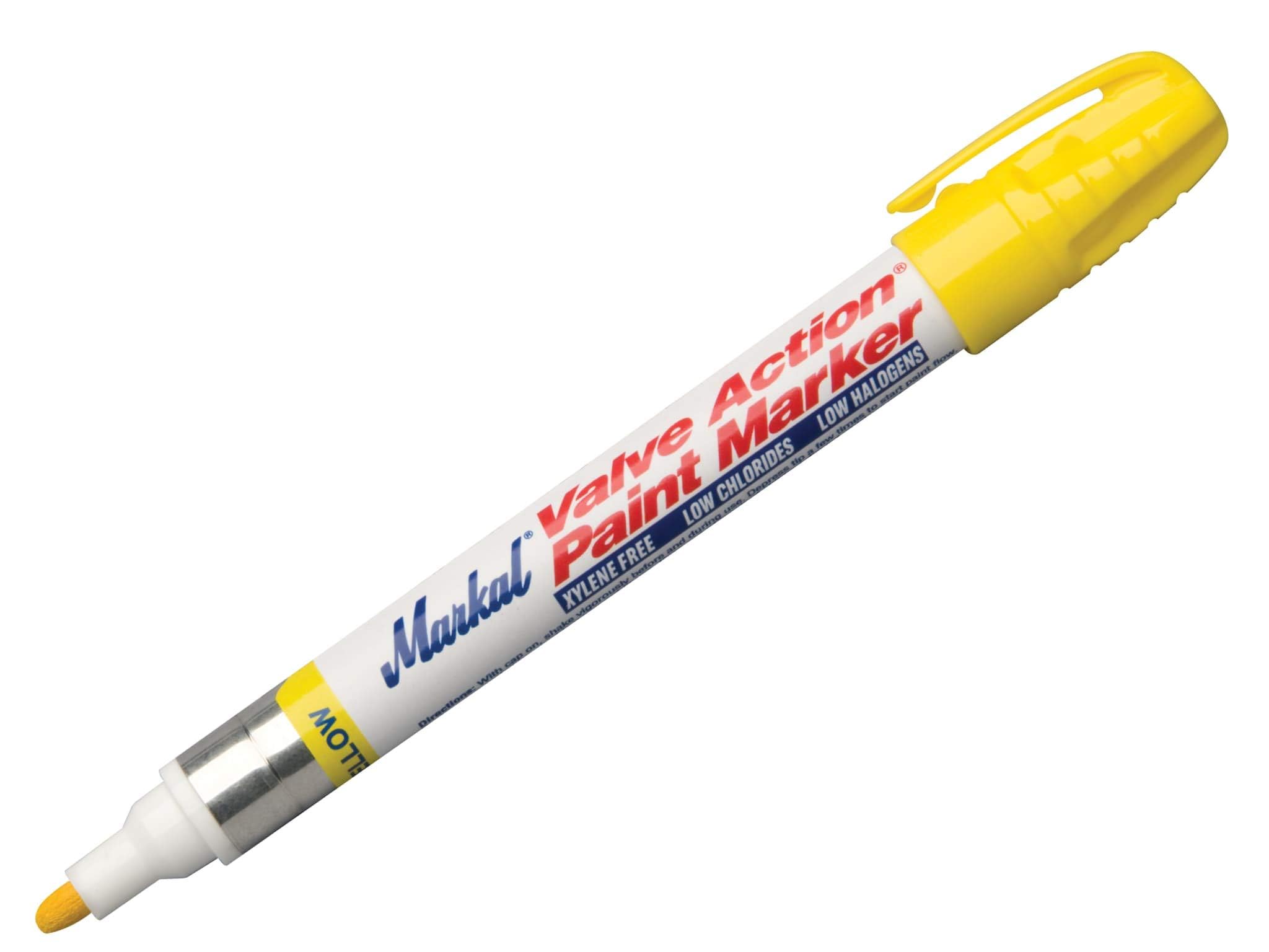 Valve Action® Paint Markers - Vibrant Yellow Oil-Based Paint Pen for Metal, Plastic, Glass | Perfect for DIY Crafts, Automotive Touch-Ups & Industrial Marking