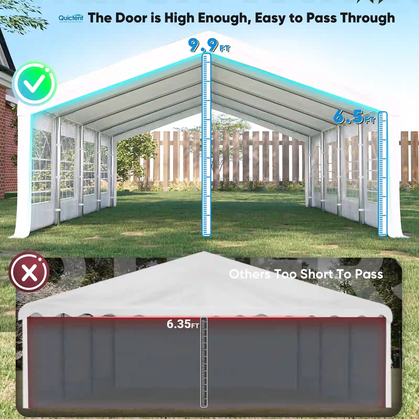 10' x 30' White Party Tent - Waterproof Outdoor Canopy for Weddings, Picnics & Backyard Events - Heavy Duty Frame with UV Protection