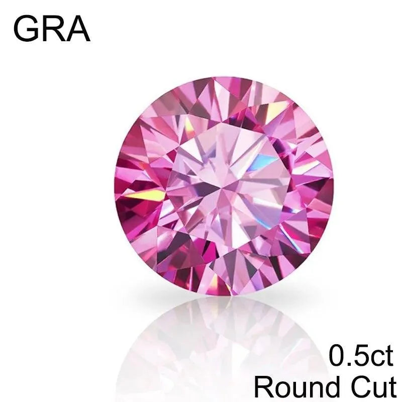 **100% Real Pink Loose Moissanite Gemstone - Lab-Created for Women's Jewelry (Round/Pear/Emerald/Oval Cut) | GRA Certified | Perfect for Engagement Rings, Wedding Bands & Fashion Jewelry**