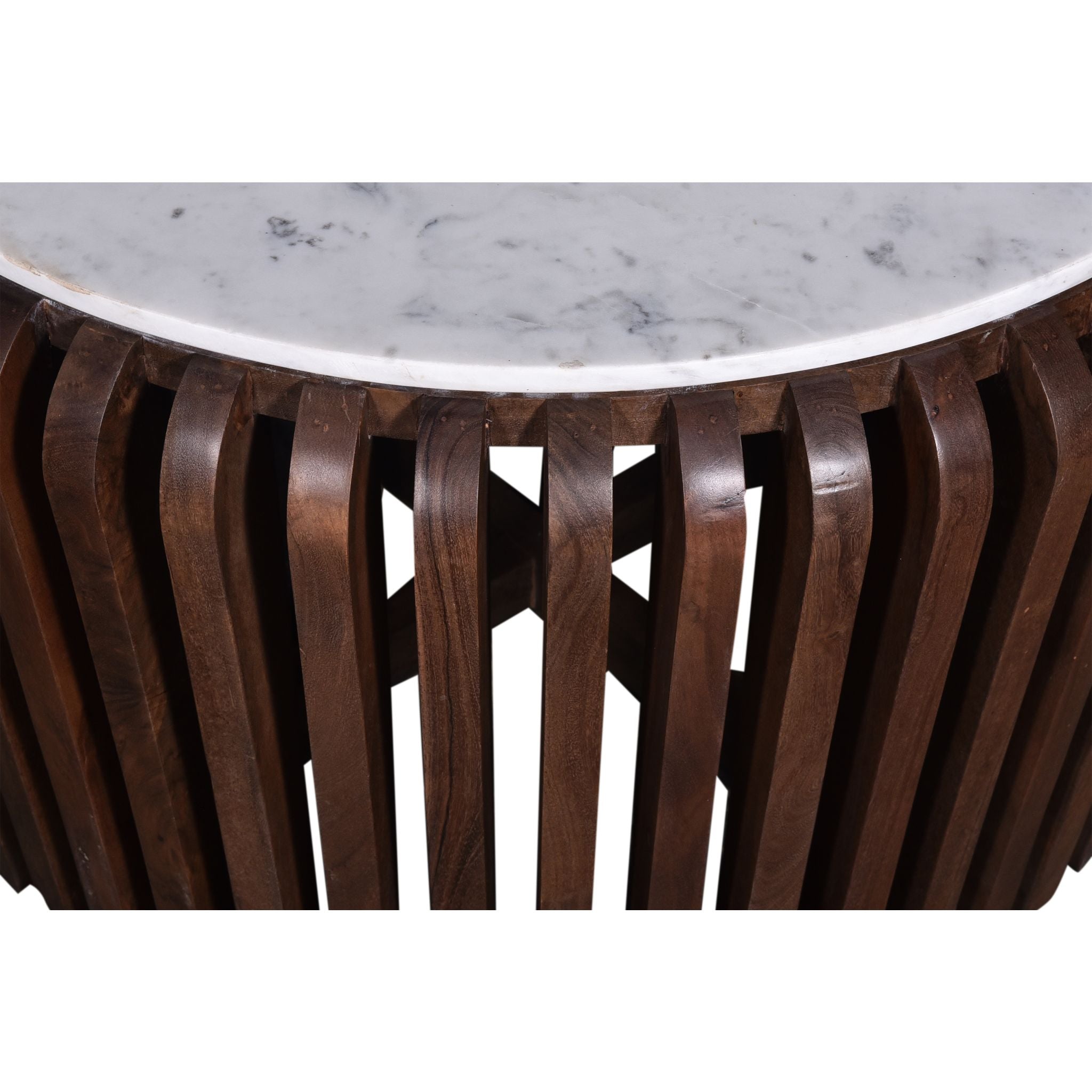 Modern Alisha Coffee Table with White Marble Top and Brown Wooden Legs - Perfect for Living Room, Lounge, and Office Decor