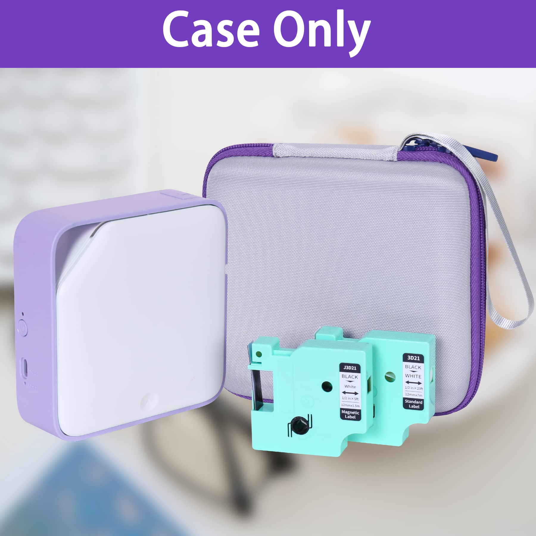 Aenllosi Durable Hard Carrying Case for Vixic D1600 Rechargeable Label Printer - Purple Protective Cover | Perfect for Office, Warehouse & Retail Labeling Organization