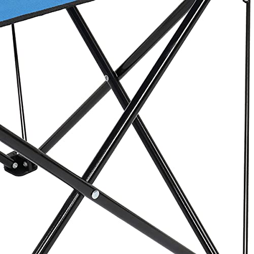 Portable Folding Camping Table with Carrying Bag - Lightweight Oxford Cloth & Steel Frame Picnic Table with 2 Mesh Cup Holders - Compact Outdoor Side Table for Camping, Beach, Fishing, Hiking, Picnics & Backyard BBQs (Blue) - Perfect for Outdoor Adventures & Family Gatherings
