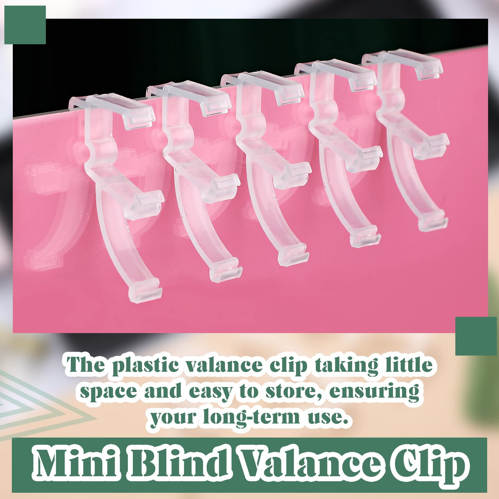 Blulu 20-Pack 2 Inch Clear Valance Clips for Wood & Faux Wood Blinds | Hidden Window Treatment Hardware | Perfect for Horizontal Mini Blinds in Living Room, Bedroom & Office