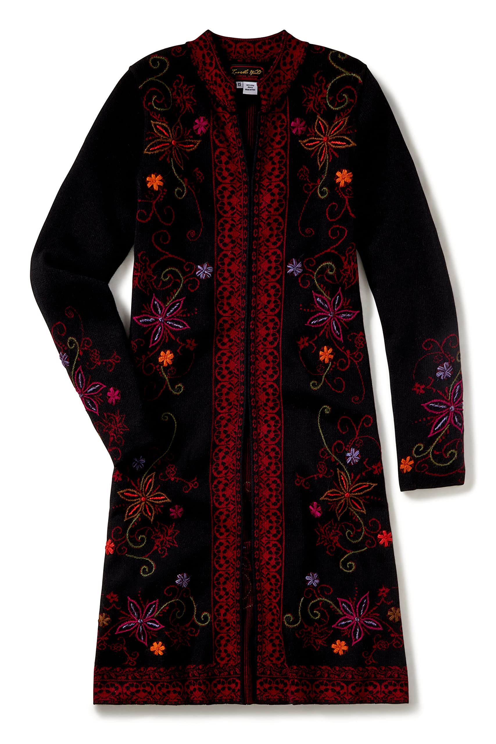 Women's Invisible World Sweater Coat - Soft Baby Alpaca Embroidered Cardigan Ottoman Style | Cozy Winter Fashion for Office, Date Night & Casual Outings