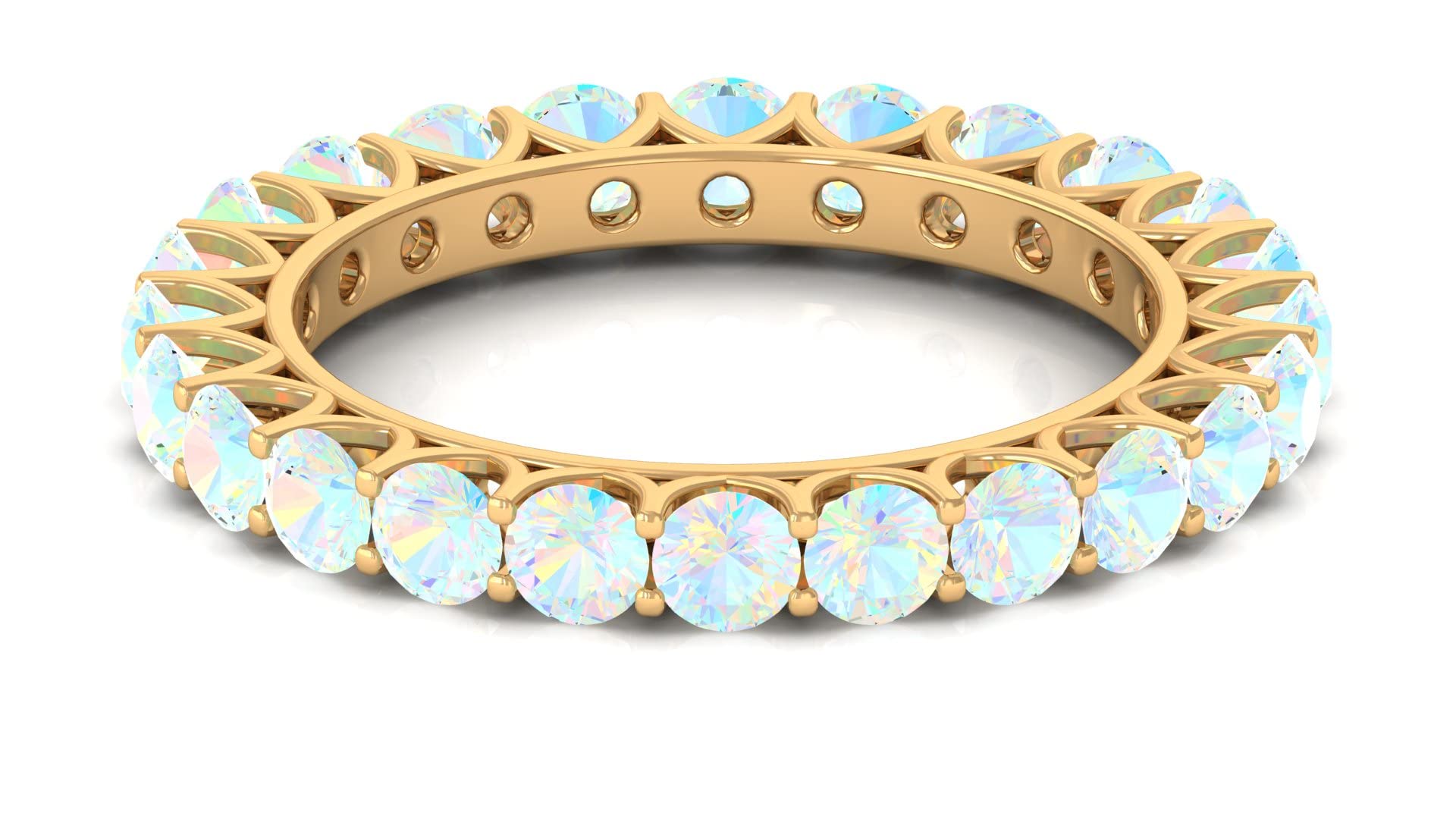 2.75 CT Ethiopian Opal Full Eternity Ring for Women - 14K Solid Gold October Birthstone Band - Elegant Wedding, Anniversary & Birthday Gift Jewelry for Her