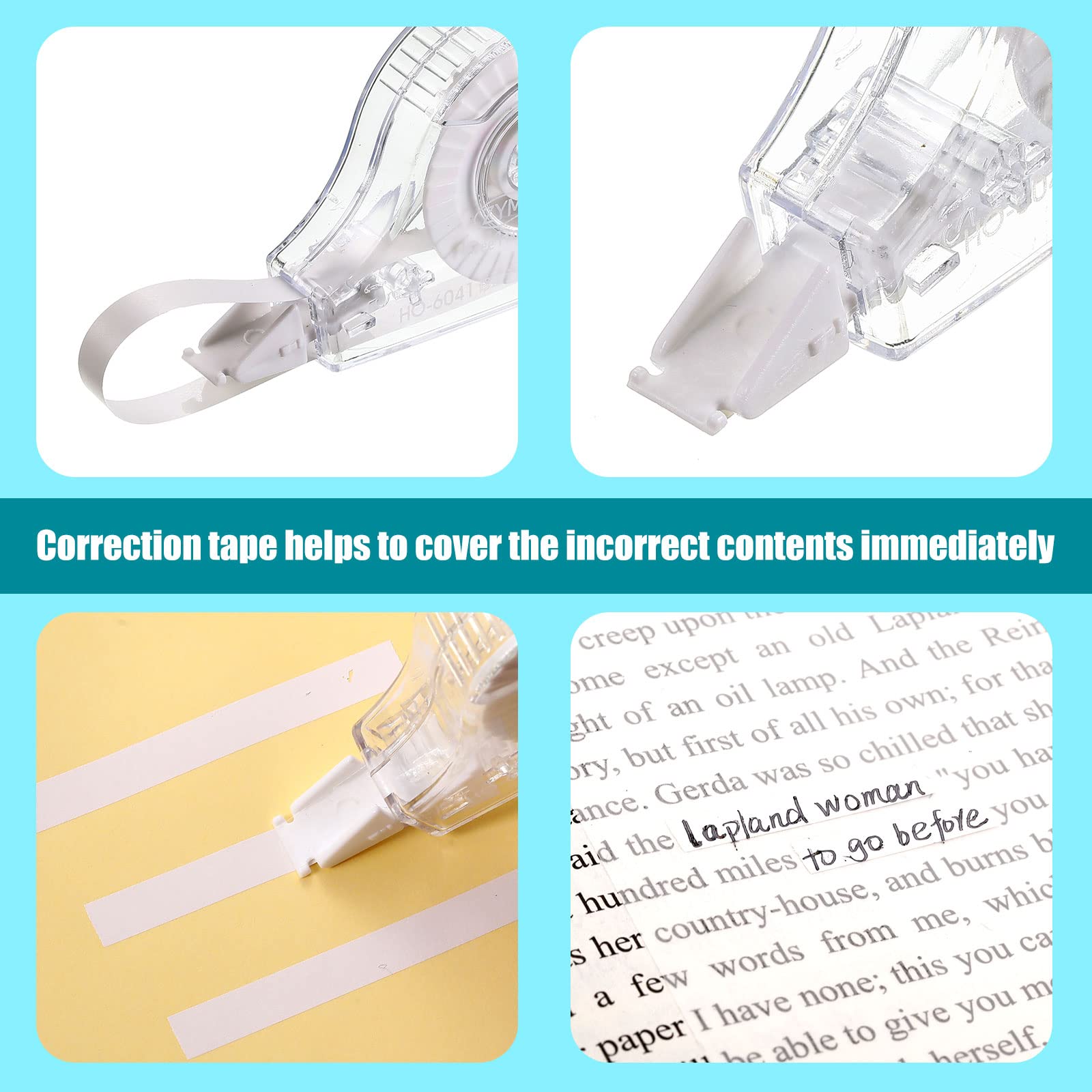 50-Pack Transparent Correction Tape Rollers - Clear Correction Dispenser for School, Office, Teachers & Students - Perfect for Homework, Exams & Document Editing (White)