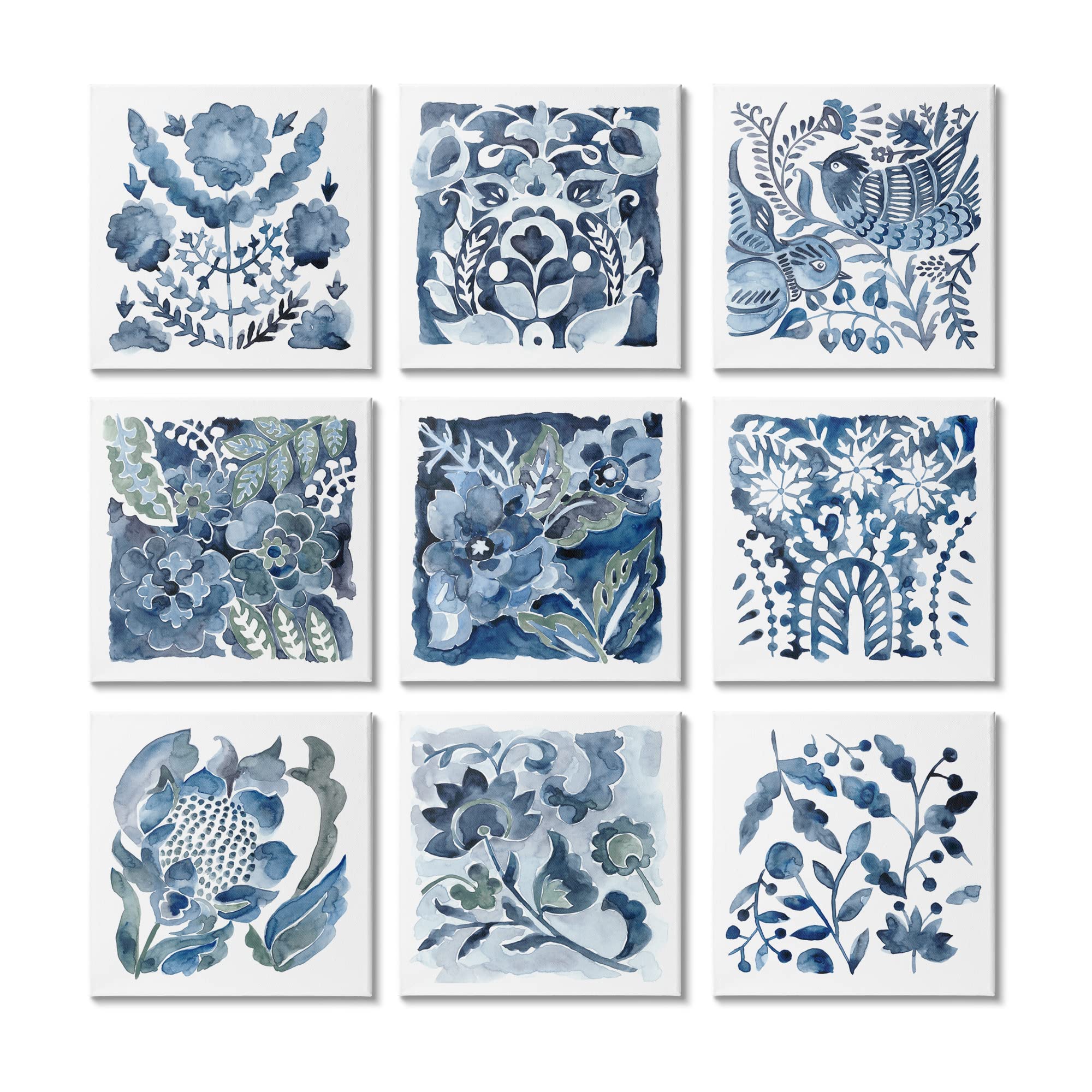 Stupell Industries Abstract Botanical Birds & Flowers Watercolor Art Print - Layered Design by Chariklia Zarris - Perfect for Living Room, Bedroom & Office Wall Decor
