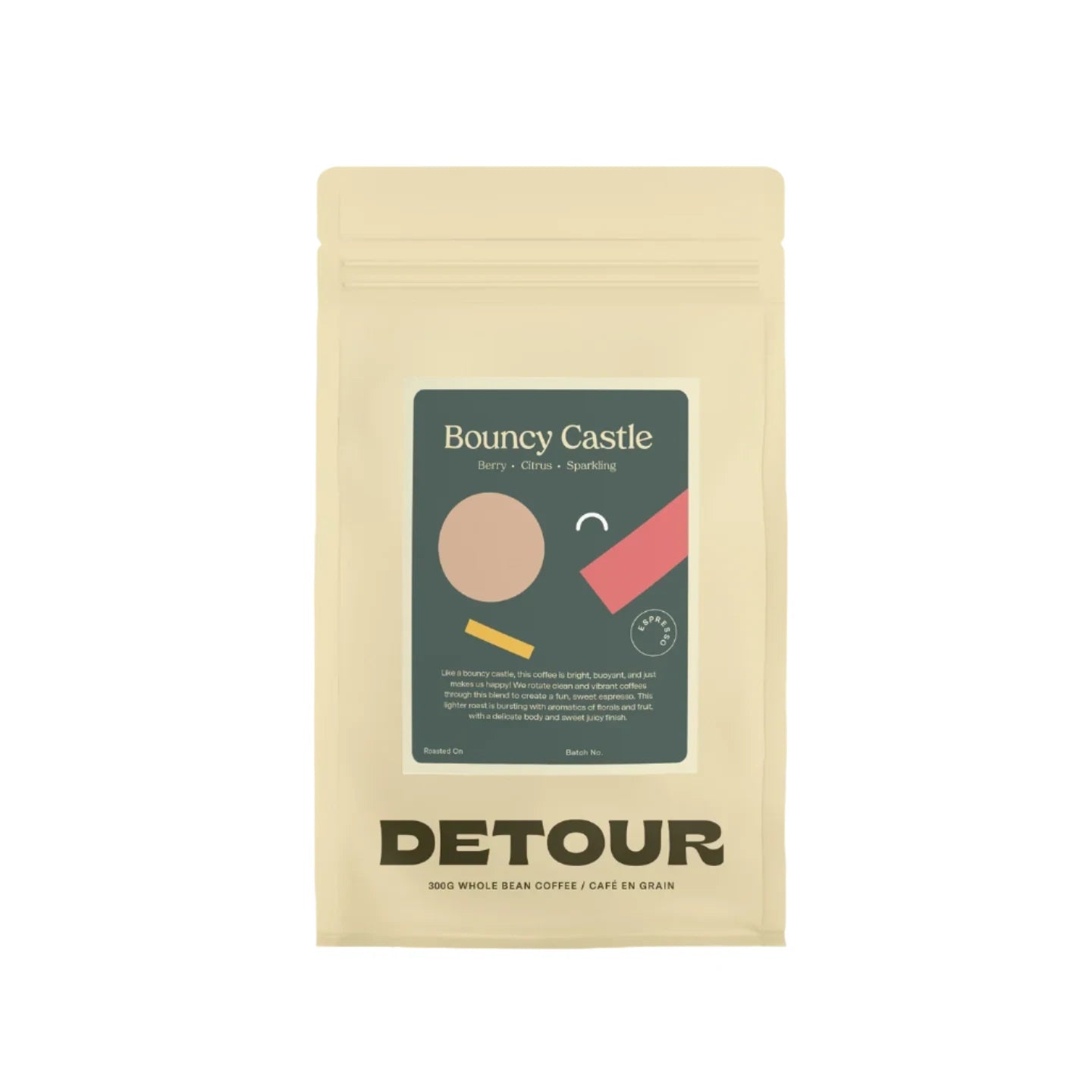 Detour Bouncy Castle Whole Bean Coffee - Premium Arabica, 300g (10.6 oz) for Home Brewing, Office & Camping Use