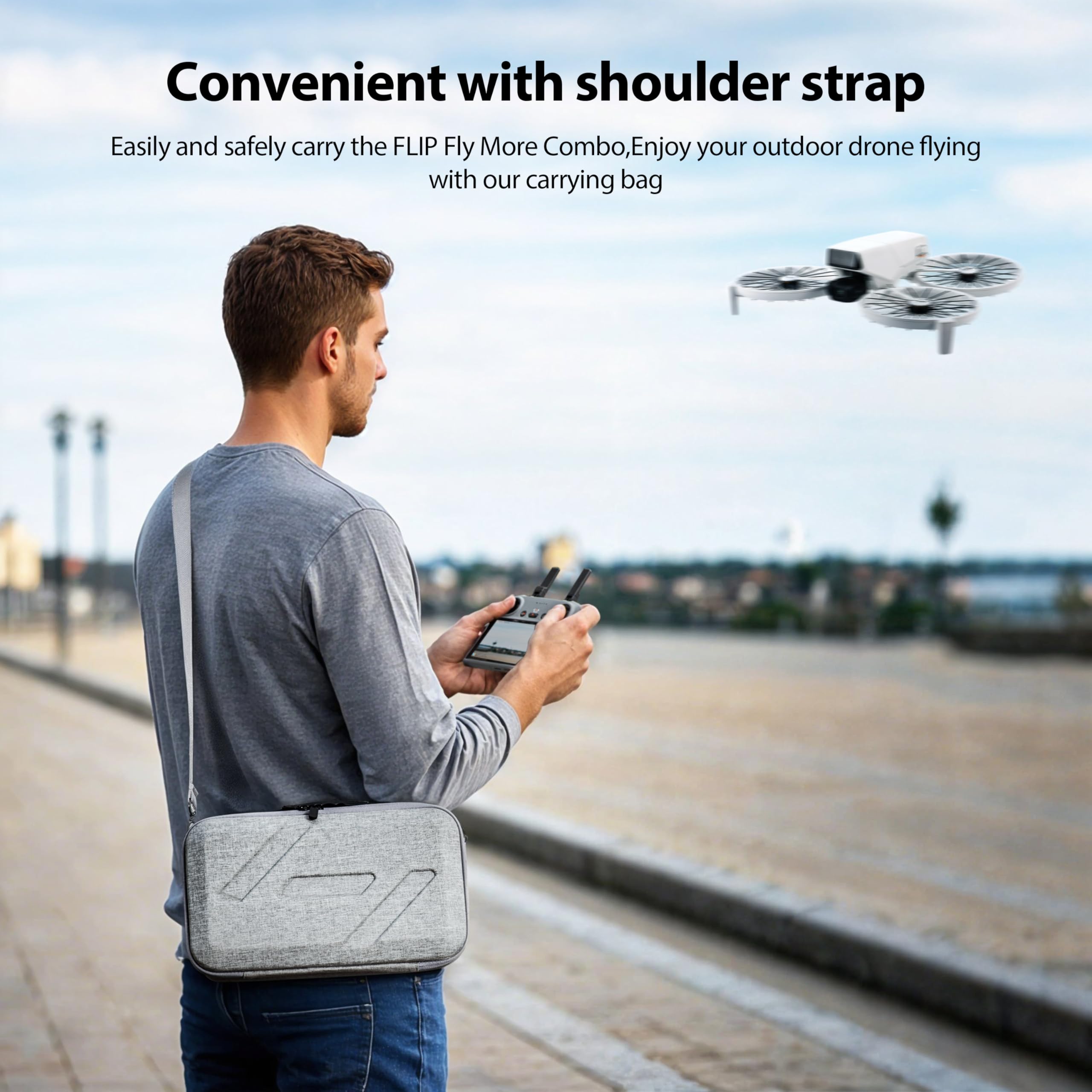DJI Flip Fly More Combo Shoulder Bag - Portable Carrying Case for DJI Flip Drone with 3 Battery Slots & RC 2/N3 Controller Storage - Perfect for Travel, Outdoor Adventures & Drone Accessories Protection