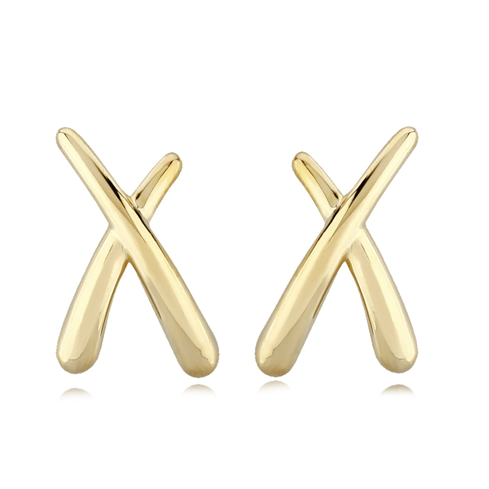 14K Gold 'X' Stud Earrings for Women - Minimalist Geometric Earrings for Everyday Wear, Gift for Her, Birthday, Anniversary, Valentine's Day