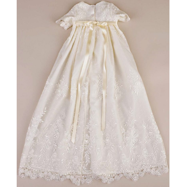 Ivory Christening Gown with Shawl - Handmade Baby Baptism Dress for Girls & Boys - Perfect for Christenings, First Communion & Special Occasions