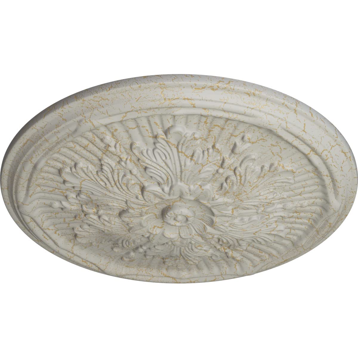 Ekena Millwork CM21LUPCC 21-Inch Luton Ceiling Medallion - Hand-Painted Pot of Cream Crackle Finish, 2-Inch Projection (Fits Canopies up to 3.5 Inches) - Perfect for Dining Rooms, Foyers & Victorian Home Decor