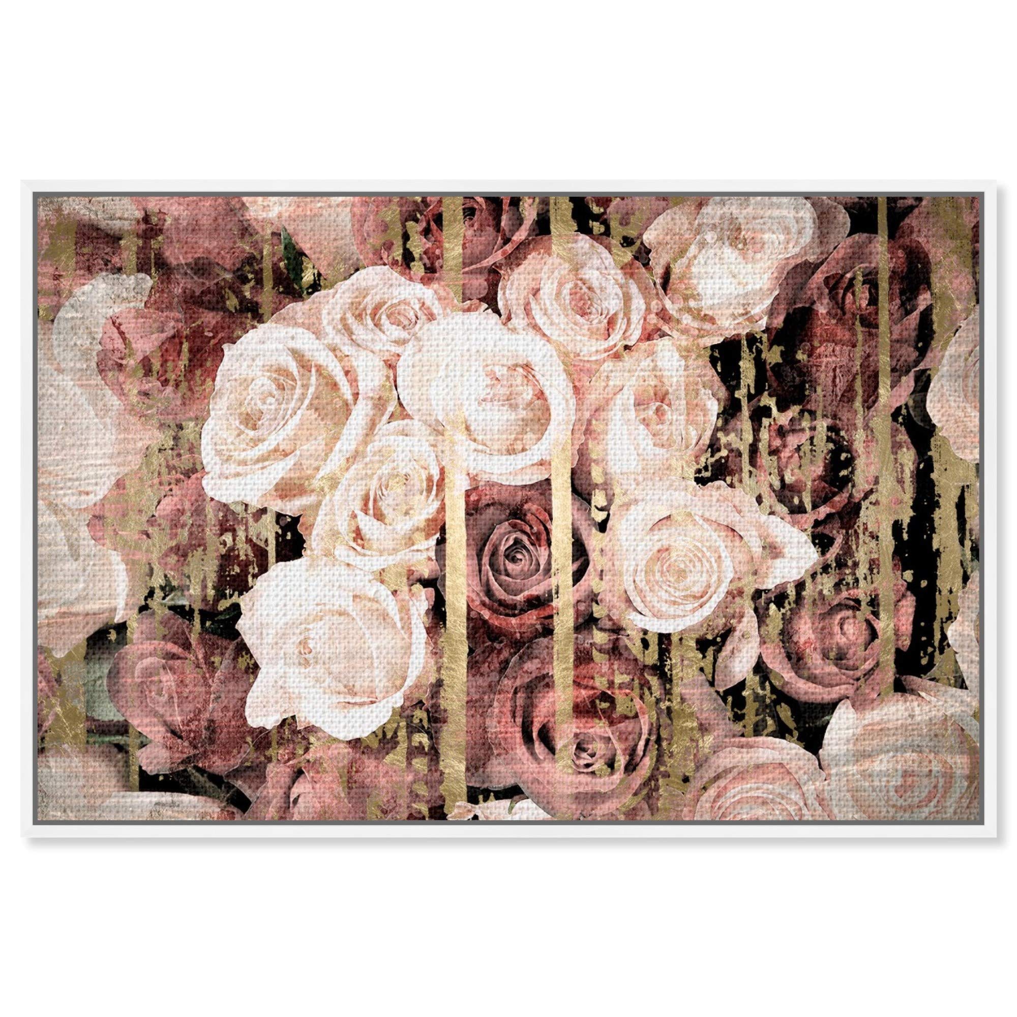 Oliver Gal Artist Co. Floral Botanical Framed Wall Art Canvas Print - Shabby Chic Romance in Pink & Brown, 36x24 Inches - Perfect for Living Room, Bedroom & Office Decor
