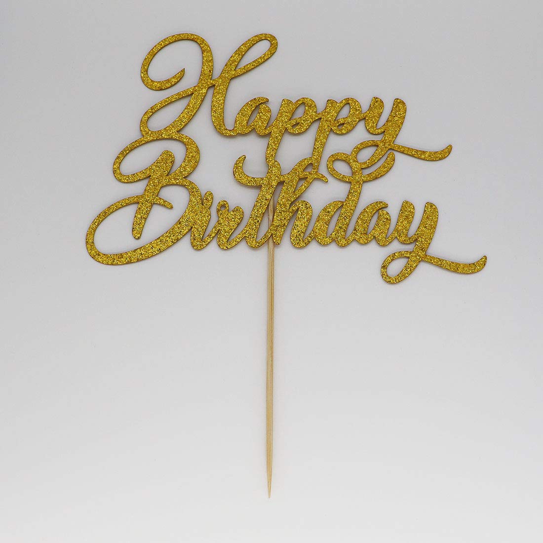 Happy Birthday Cake Topper - Double Sided Gold Glitter Cake Decorations for Birthday Parties, Wedding, Anniversary & Special Events