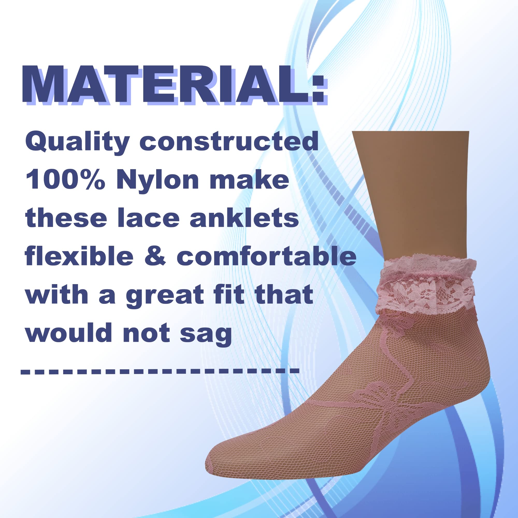 EMEM Women's Lace Ankle Socks with Ruffles - Comfortable & Stylish Socks for Casual Wear, Office, and Special Occasions