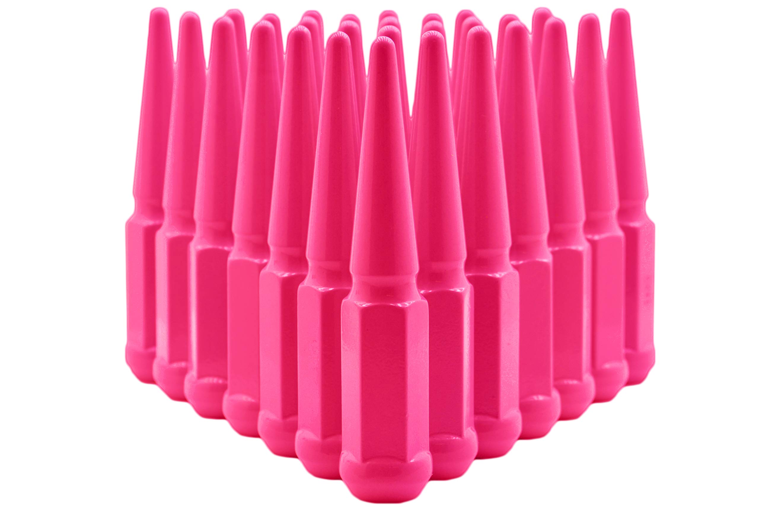 20 Pc M14x1.5 Hot Pink Spike Lug Nuts - Powder Coated - 4.5