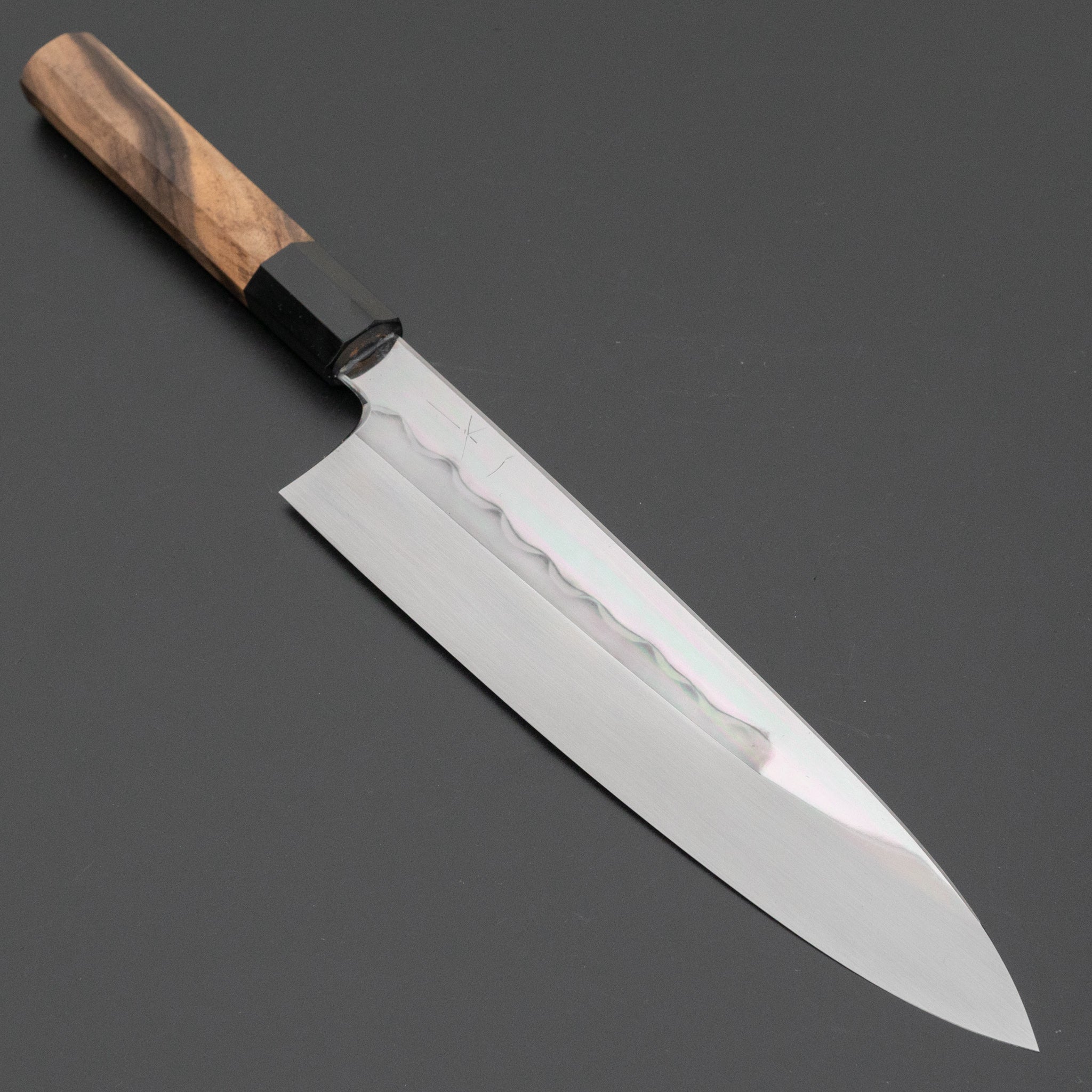 Hitohira Togashi White #1 Notaremon Mizu Honyaki Gyuto 240mm Japanese Chef Knife - Kurokaki Persimmon Handle with Saya (#089) - Perfect for Professional Chefs & Home Cooking Enthusiasts