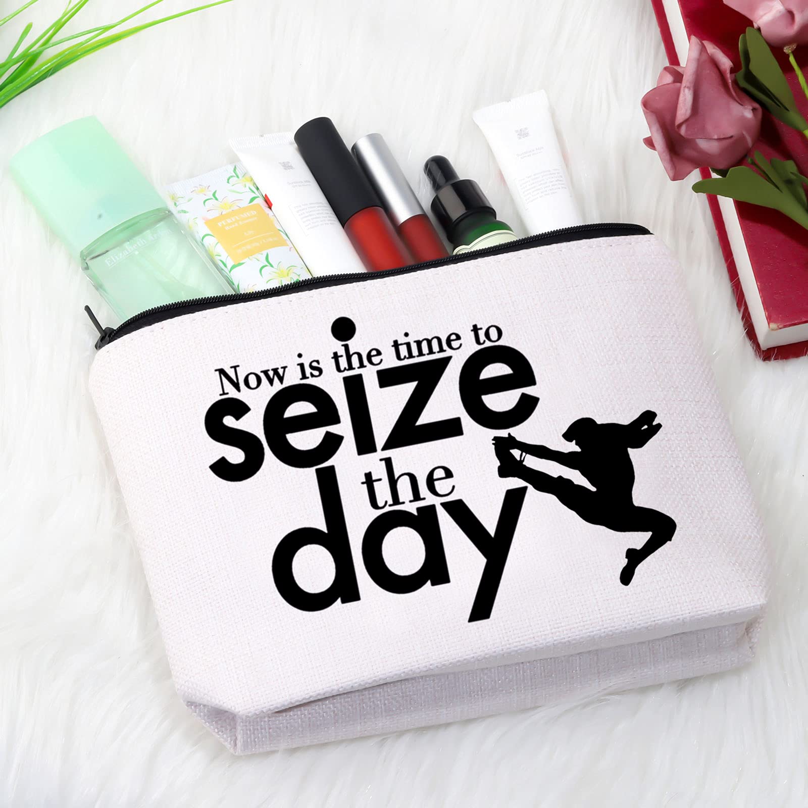 Broadway Musical Inspired Makeup Bag - Seize The Day Cosmetic Pouch for Theatre Lovers - Perfect Gift for Show Fans & Travel