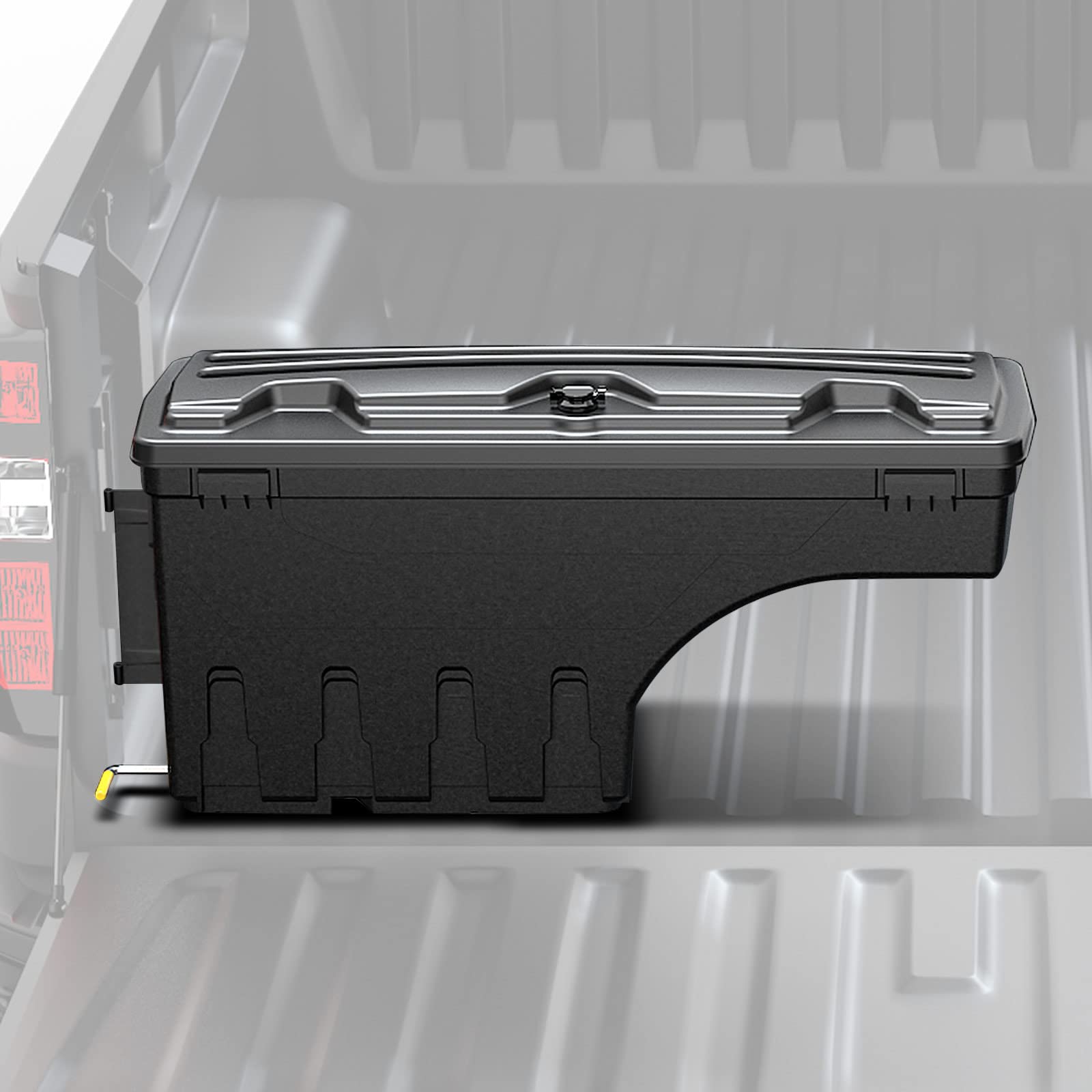 Lockable Waterproof Truck Bed Tool Box for 2004-2012 Chevy Colorado & GMC Canyon | Driver Side Swing Toolbox | No Bed Rail Storage | Durable Wheel Well Storage for Tools & Gear | Perfect for Camping, Work Sites & Off-Road Adventures