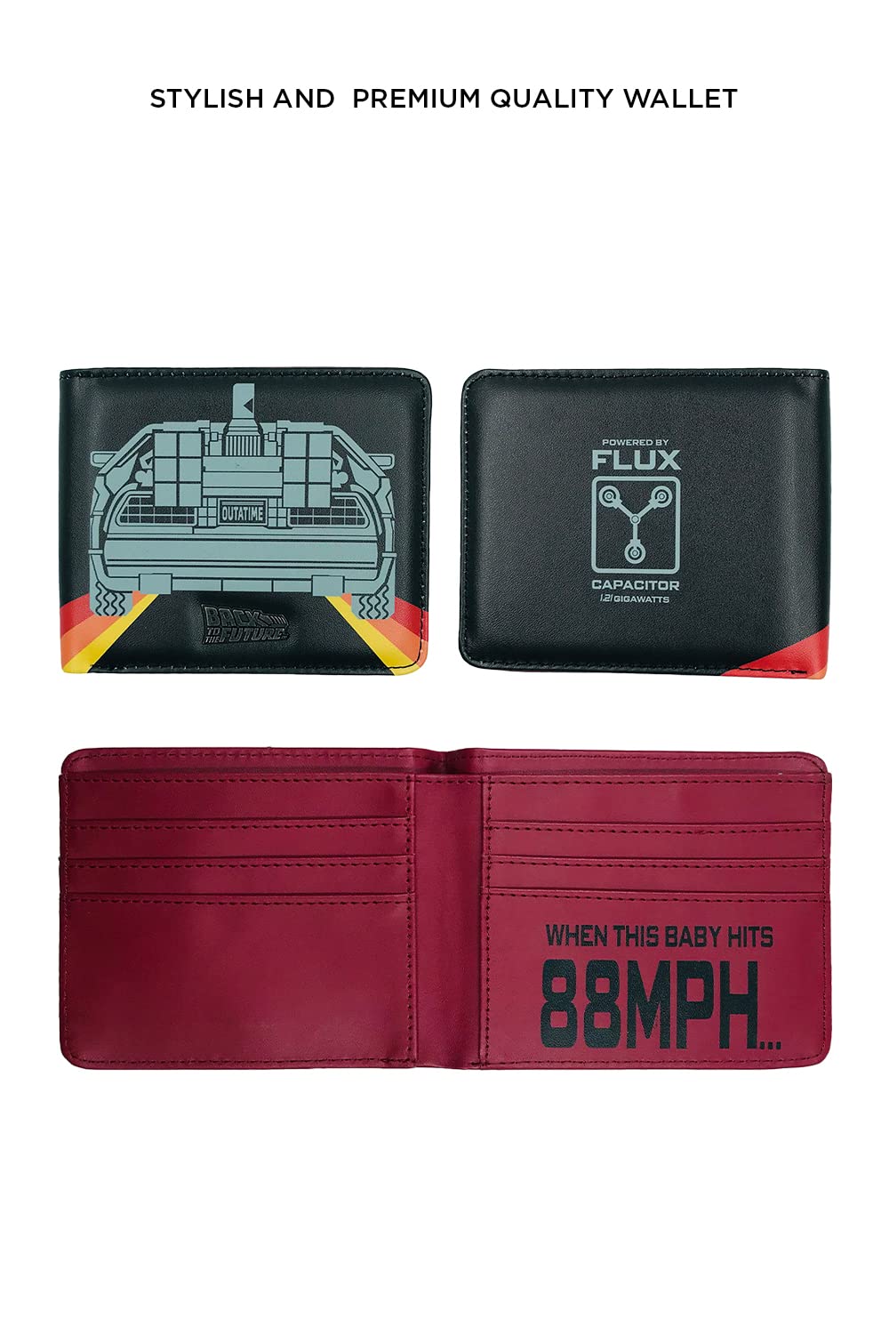 BB Designs Back to The Future Delorean 85 Wallet - Retro Grey Leather Bifold Wallet for Men, Gift for Movie Fans & Collectors (Perfect for Daily Use, Travel & Special Occasions)