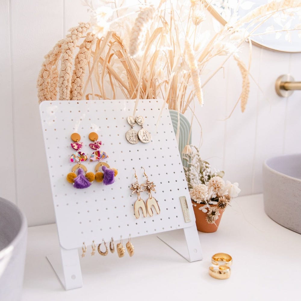 Classic White Earring Holder - Organizes Up to 120 Pairs of Earrings | Perfect for Jewelry Display & Storage in Bedroom or Vanity