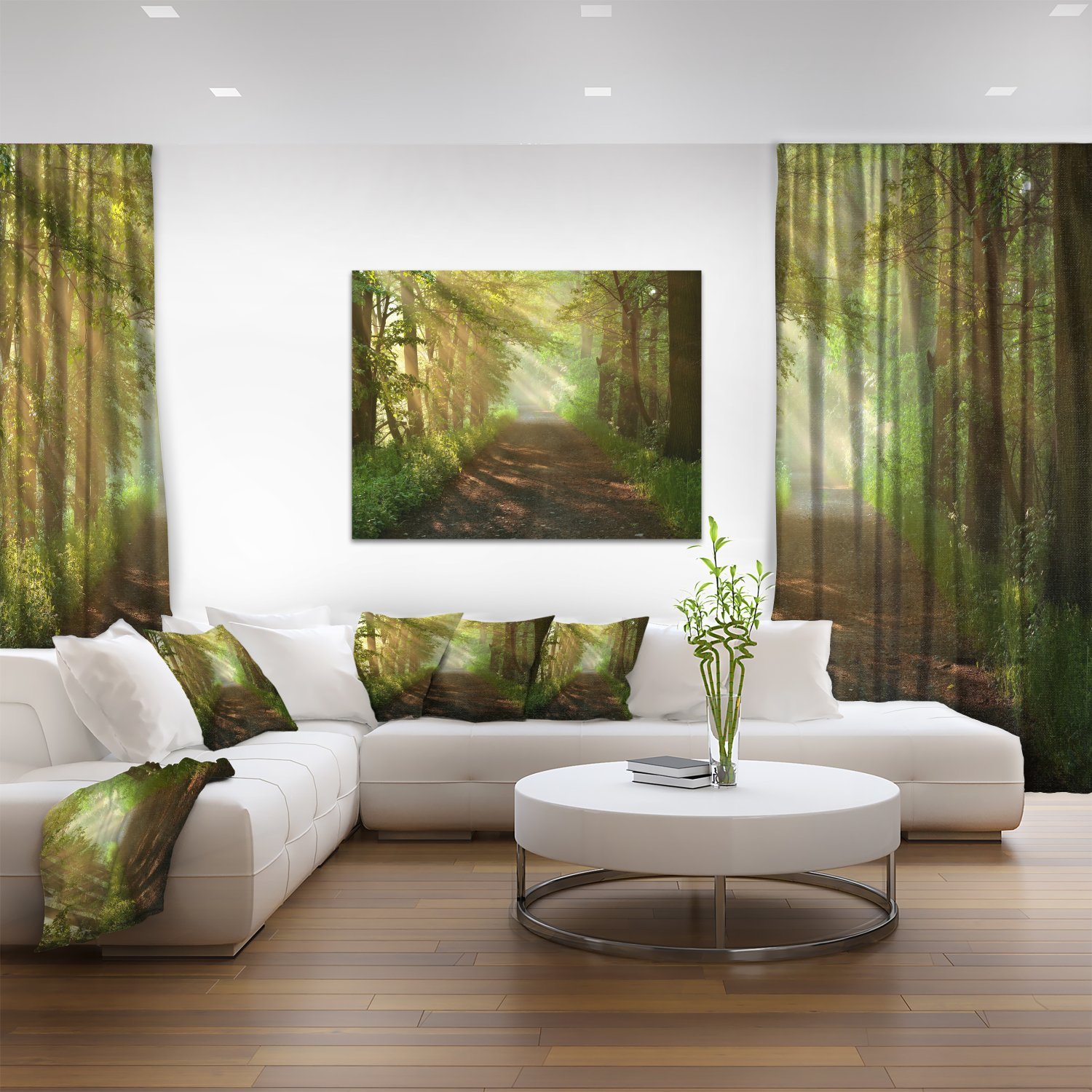 Sunlight Peeking Through Forest Trees - Nature Landscape Photography Canvas Print Wall Art for Living Room, Bedroom & Office Decor