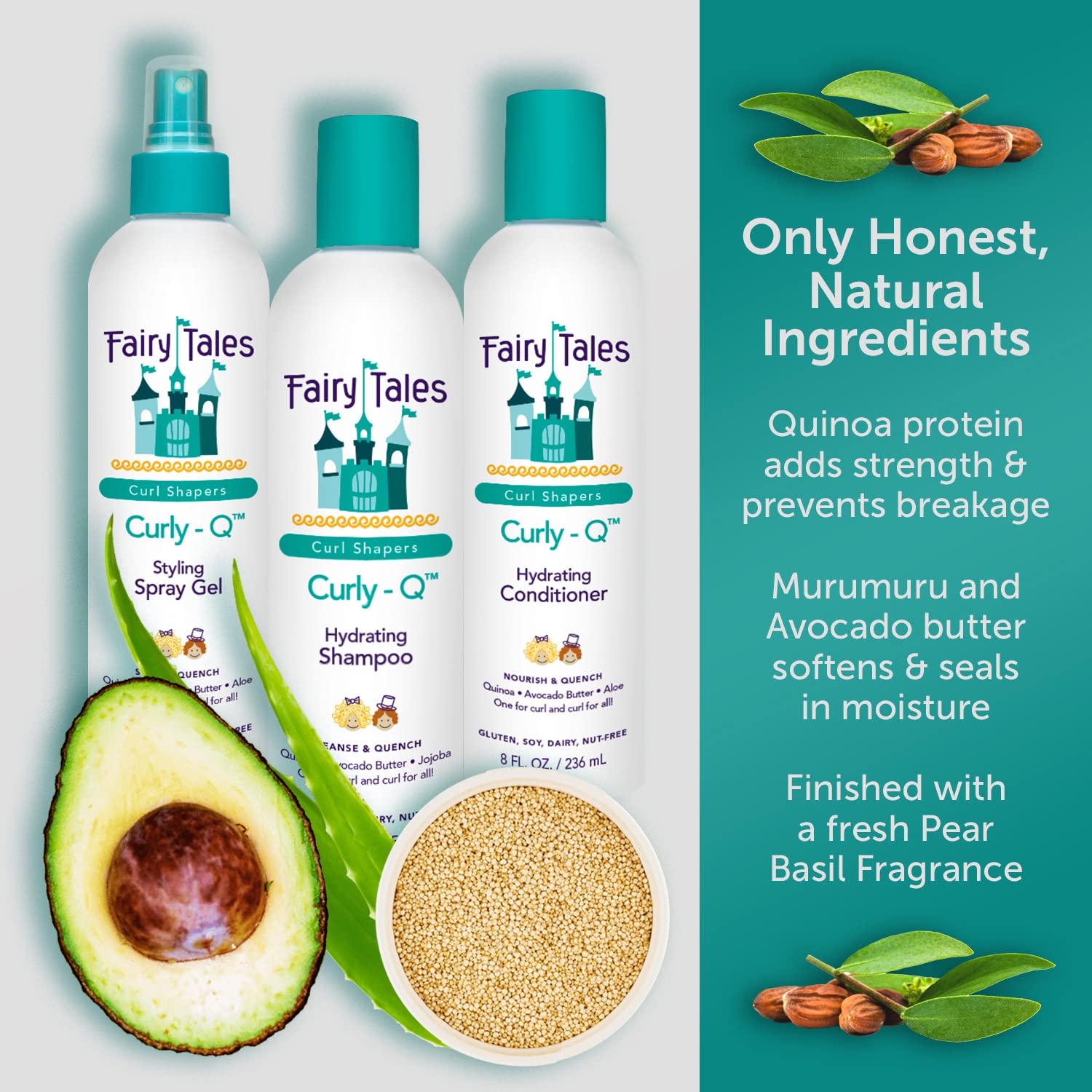 Fairy Tales Curly Q Kids Conditioner - Hydrating & Detangling for Curly, Coily & Multi-Cultural Hair - Paraben, Sulfate, Gluten & Nut Free - 32 oz - Perfect for Daily Hair Care & Gentle on Sensitive Scalps