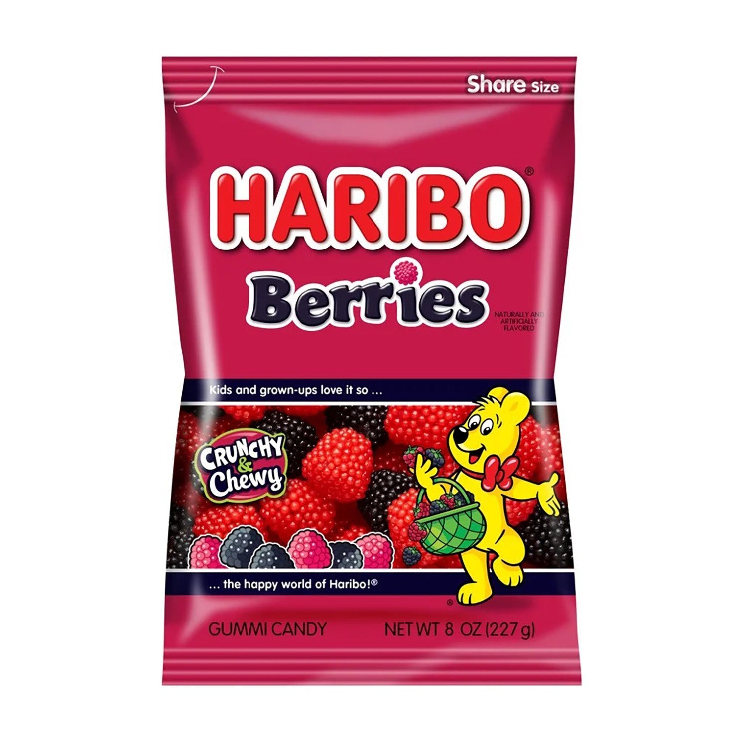 Haribo Berries Crunch & Chewy Gummi Candy - 5oz Bags, 12-Pack Case | Perfect for Halloween Treats, Party Favors & Office Snacks