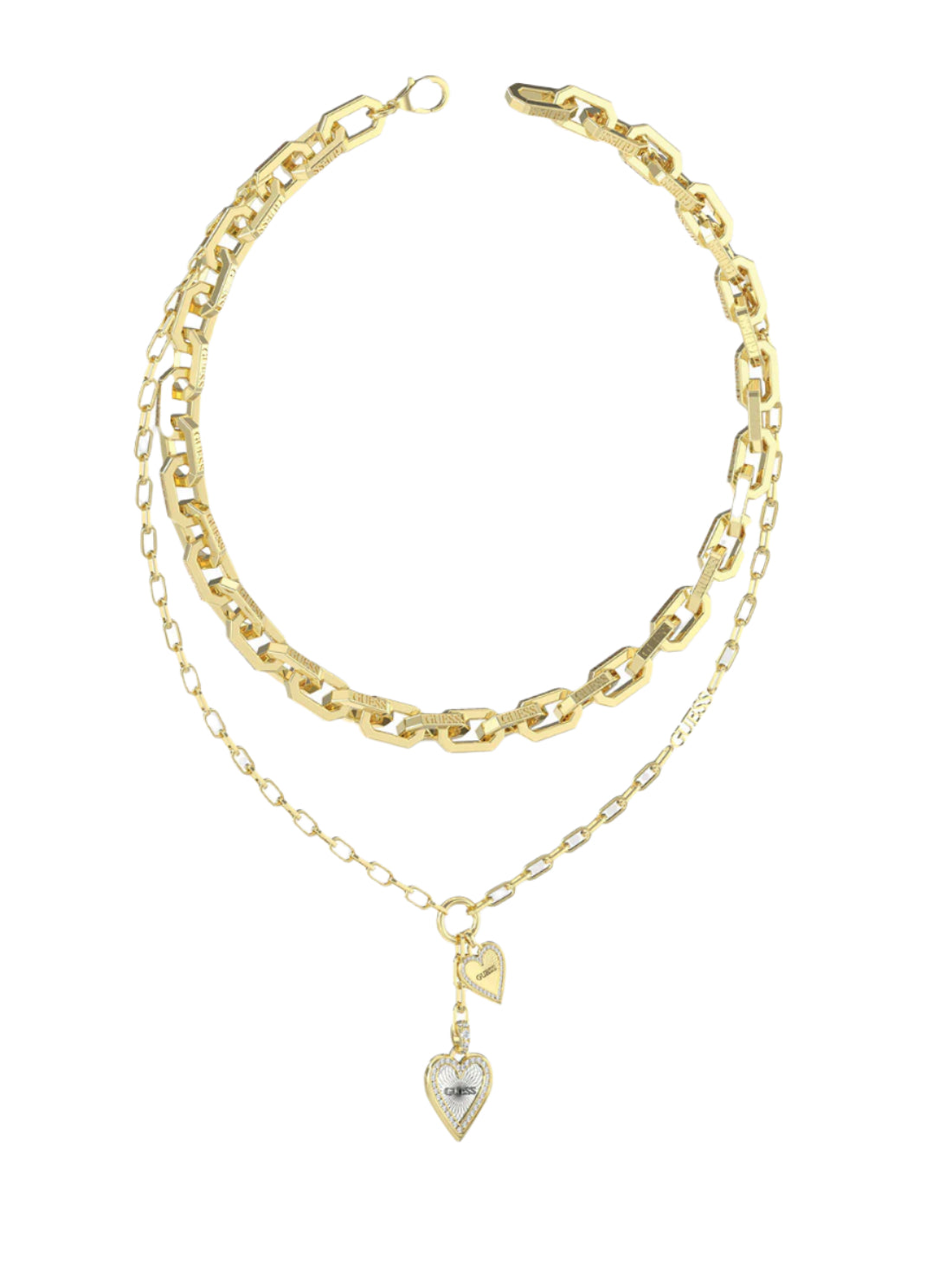 14K Gold Heart Pendant Necklace for Women - Elegant Dual Layer Chain Jewelry Gift for Valentine's Day, Anniversary & Romantic Occasions