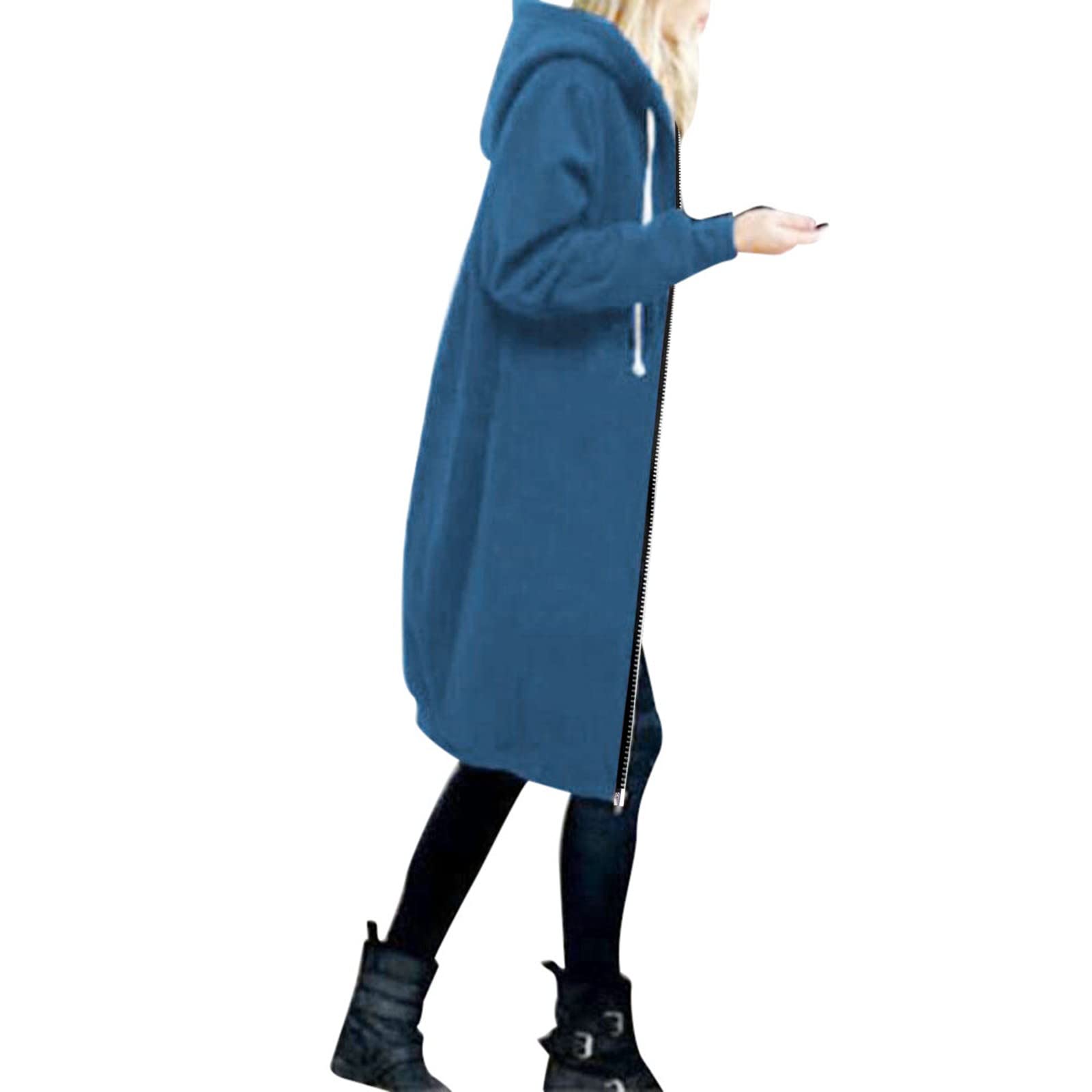 Women's Casual Warm Zip-Up Hoodie Sweatshirt Long Coat Jacket - Cozy Winter Outwear for Christmas & Holiday Season - Perfect for Office, Travel, and Outdoor Activities