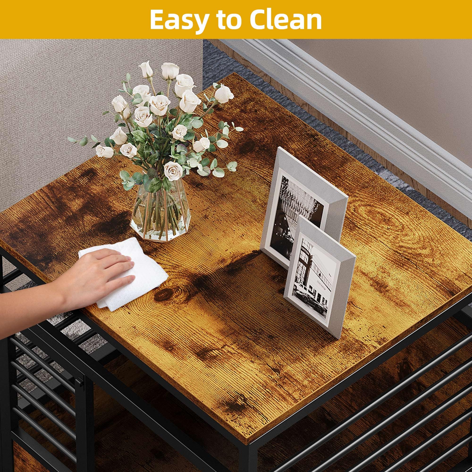 DWVO 24 Inch Rustic Brown Dog Crate Furniture - Modern Wooden Indoor Kennel with Wheels, Chew-Resistant End Table for Small to Medium Dogs | Perfect for Living Room, Bedroom & Home Decor