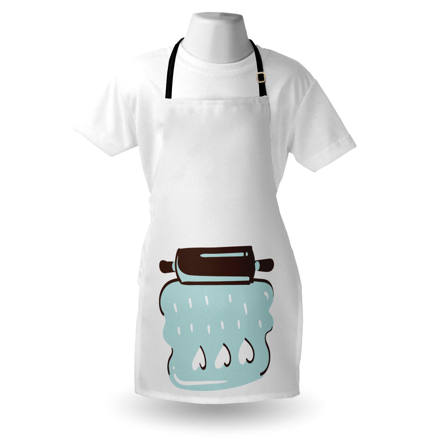 Ambesonne Personalized Chef Apron for Baking & Cooking - Cartoon Love Themed with Colorful Rolling Pin Dough Design - Adjustable Neck Unisex Kitchen Bib for Adults - Pale Seafoam Green - Perfect for Home Cooks, Bakers & Culinary Enthusiasts