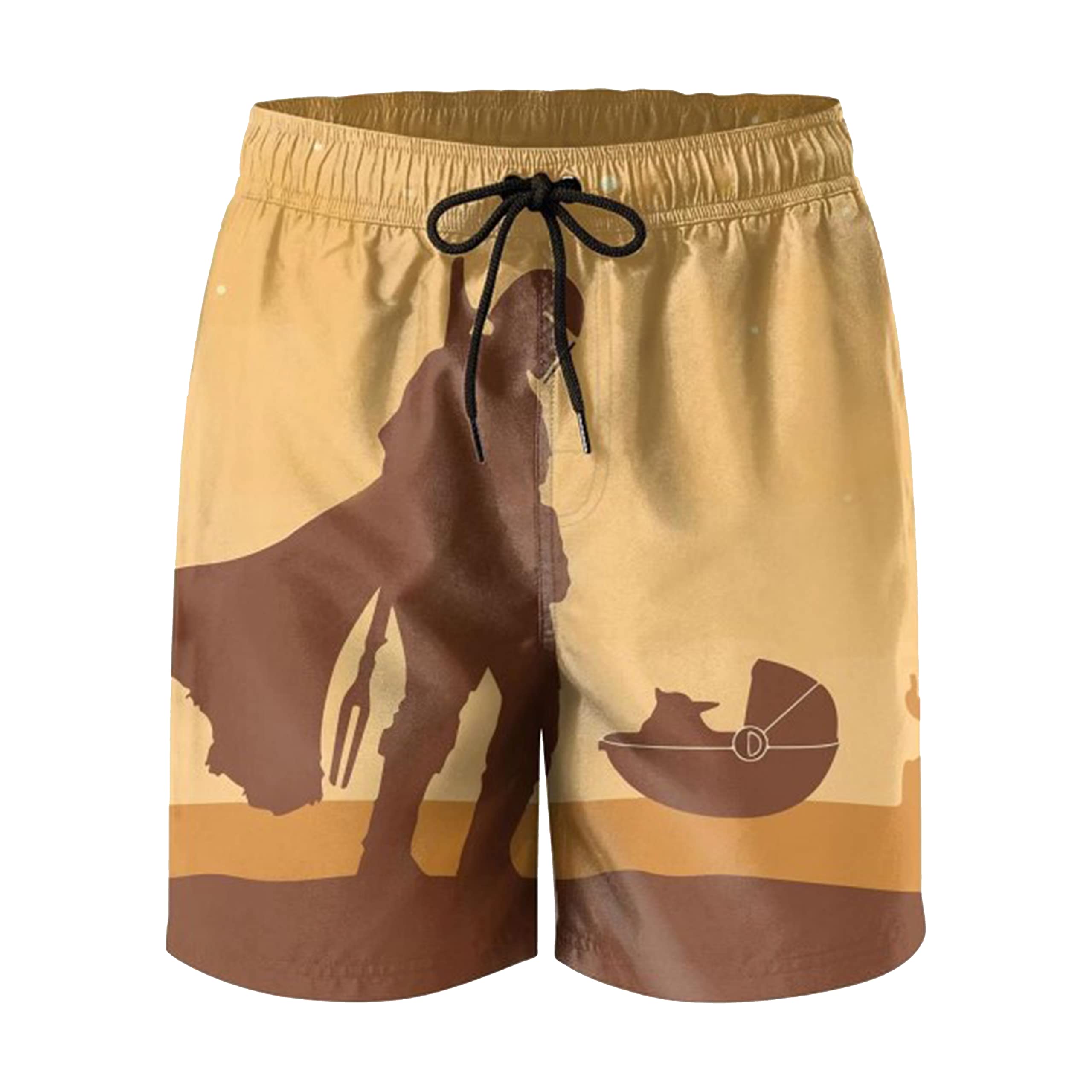 **Men's Quick Dry Swim Trunks with Mesh Lining - Classic Planet Movies Design for Beach, Pool & Water Sports**