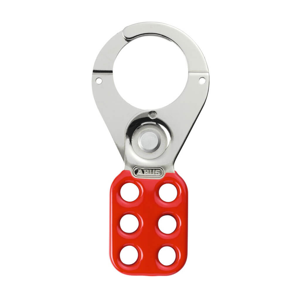 ABUS H702 1-1/2 Inch Red Steel Lockout Hasp - Heavy Duty Safety Lock for Industrial Equipment & Electrical Panels