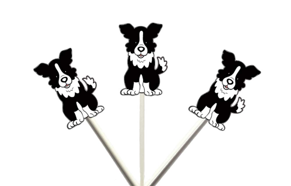 12-Pack Border Collie Cupcake Toppers - Dog-Themed Baking Decorations for Birthday Parties, Pet Celebrations & Dog Lover Gifts