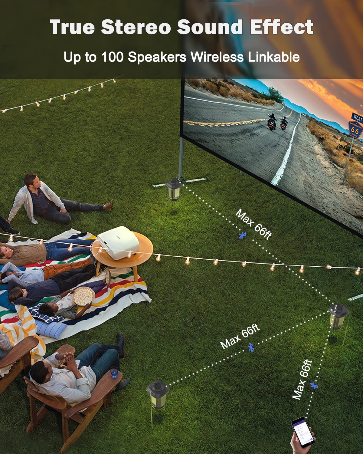 INWA Outdoor Wireless Bluetooth Speakers (2 Pack) – Sync Up to 100 Linkable Waterproof Speakers, Seamless Connection with Phone, TV, Projector & Echo Dot – Perfect for Patio, Yard, Pool Parties & Outdoor Entertainment