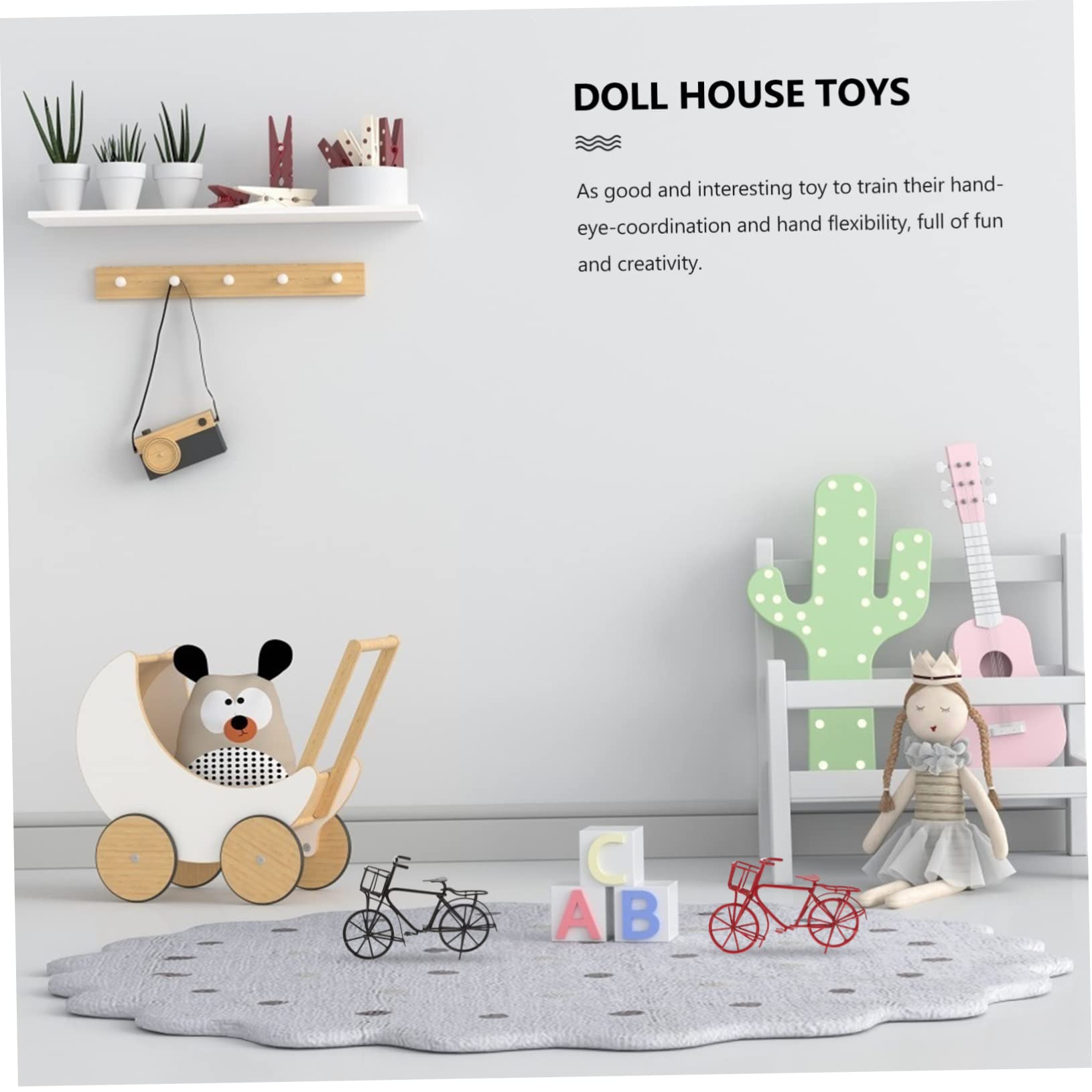 Holibanna Mini Metal Bike Toy - Red Iron Miniature Bicycle for Dolls, Tabletop Decor & Motorcycle Models | Perfect for Collectors, Parent-Child Play & Home Decoration