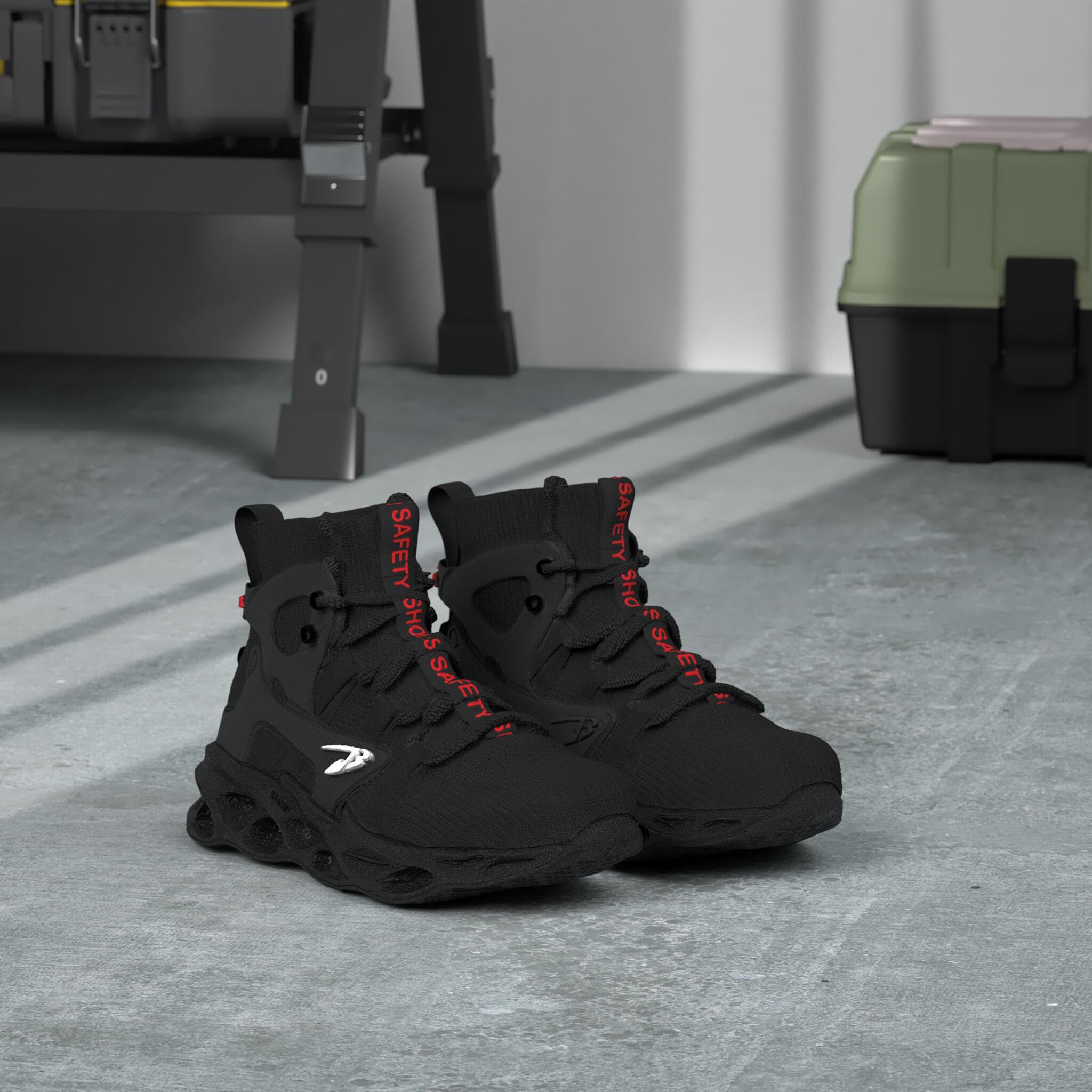 ORISTACO Steel Toe Work Boots for Men - Lightweight Breathable Safety Shoes for Construction, Industrial & Outdoor Work - Non-Slip Durable Work Boots for Warehouse, Factory & Heavy Duty Jobs