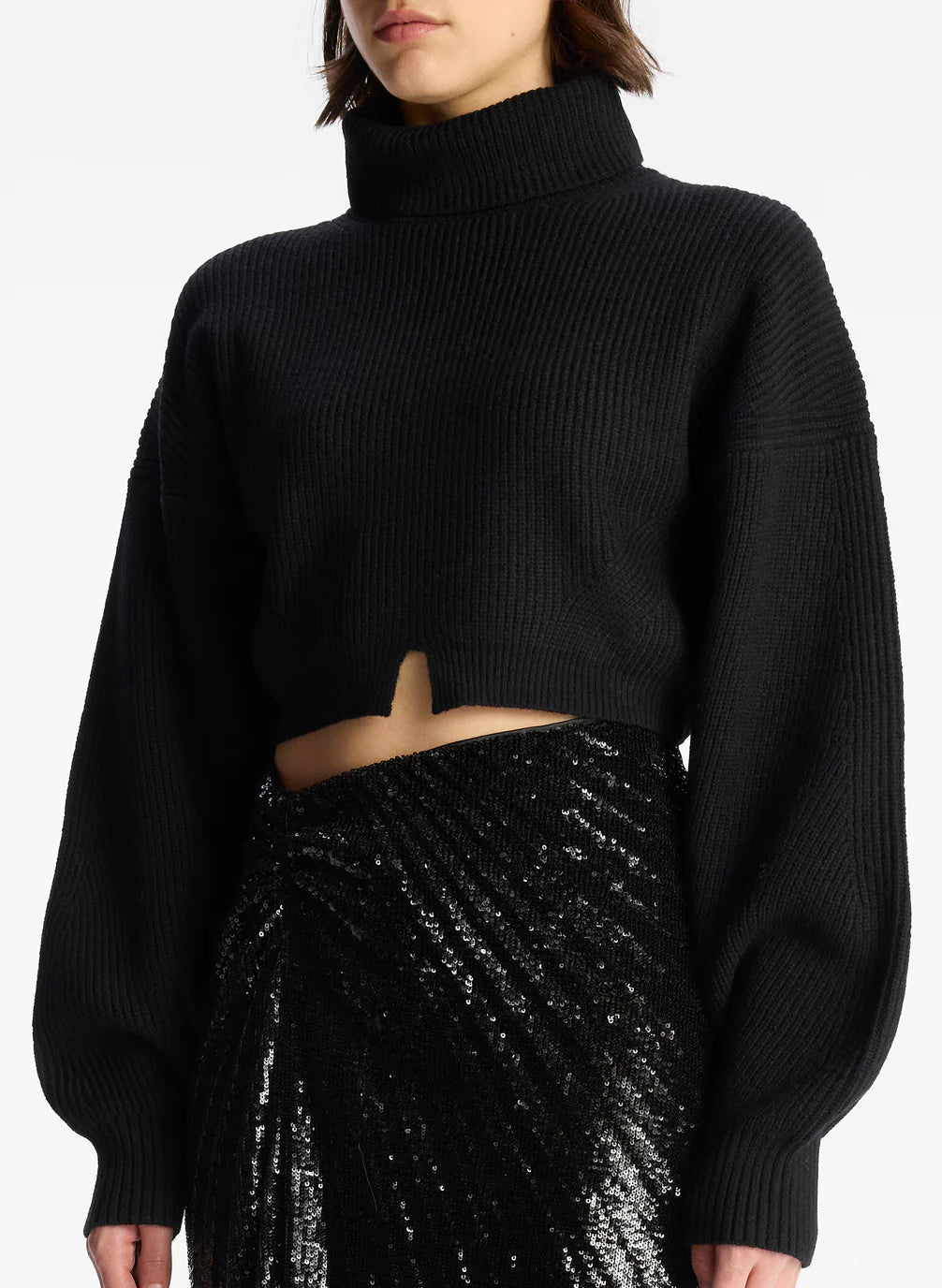 Brennan Cropped Wool Sweater - Black | Women's Winter Fashion | Cozy & Stylish for Office, Date Night & Casual Outings